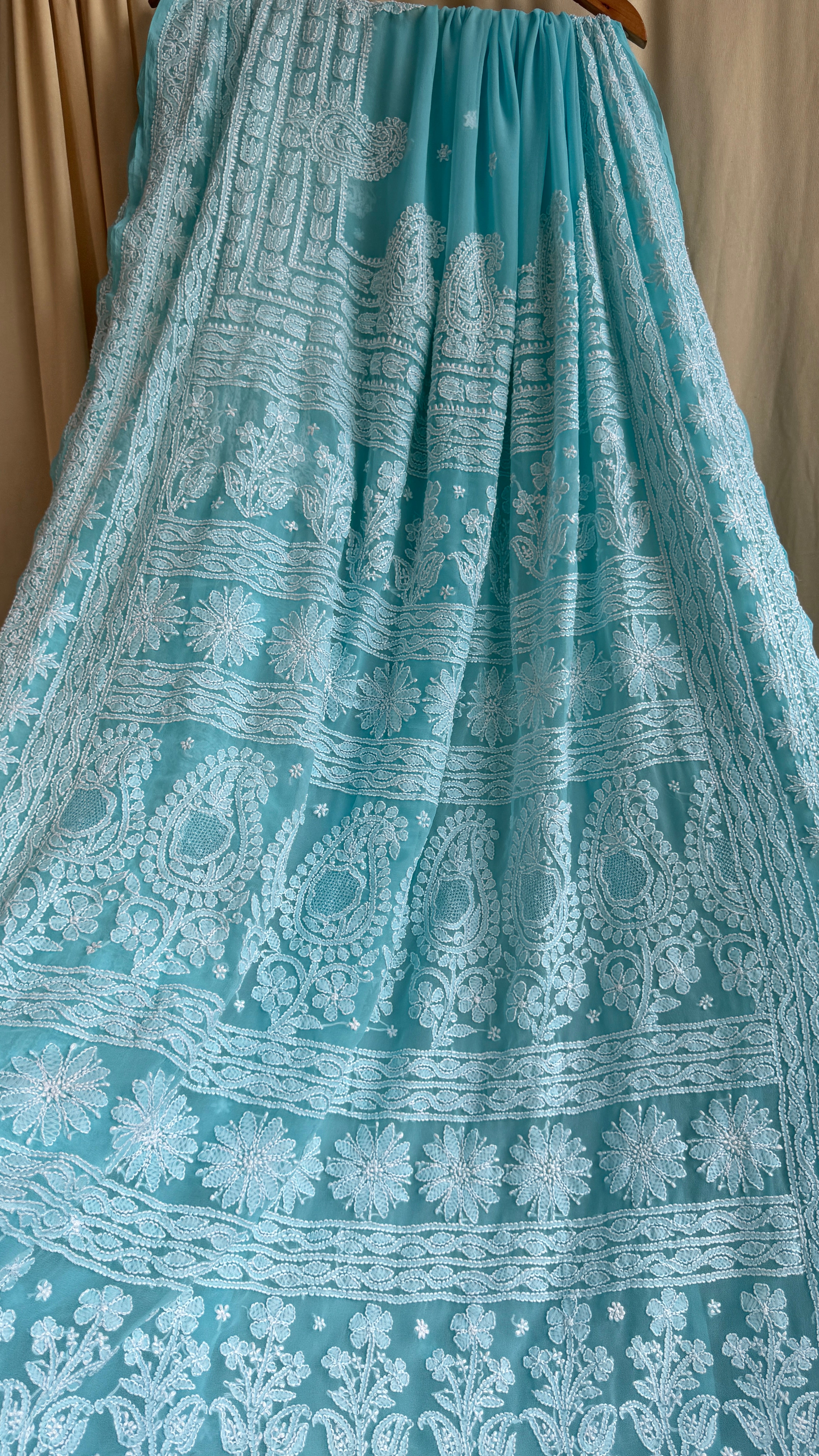 Georgette Chikankari saree in Blue