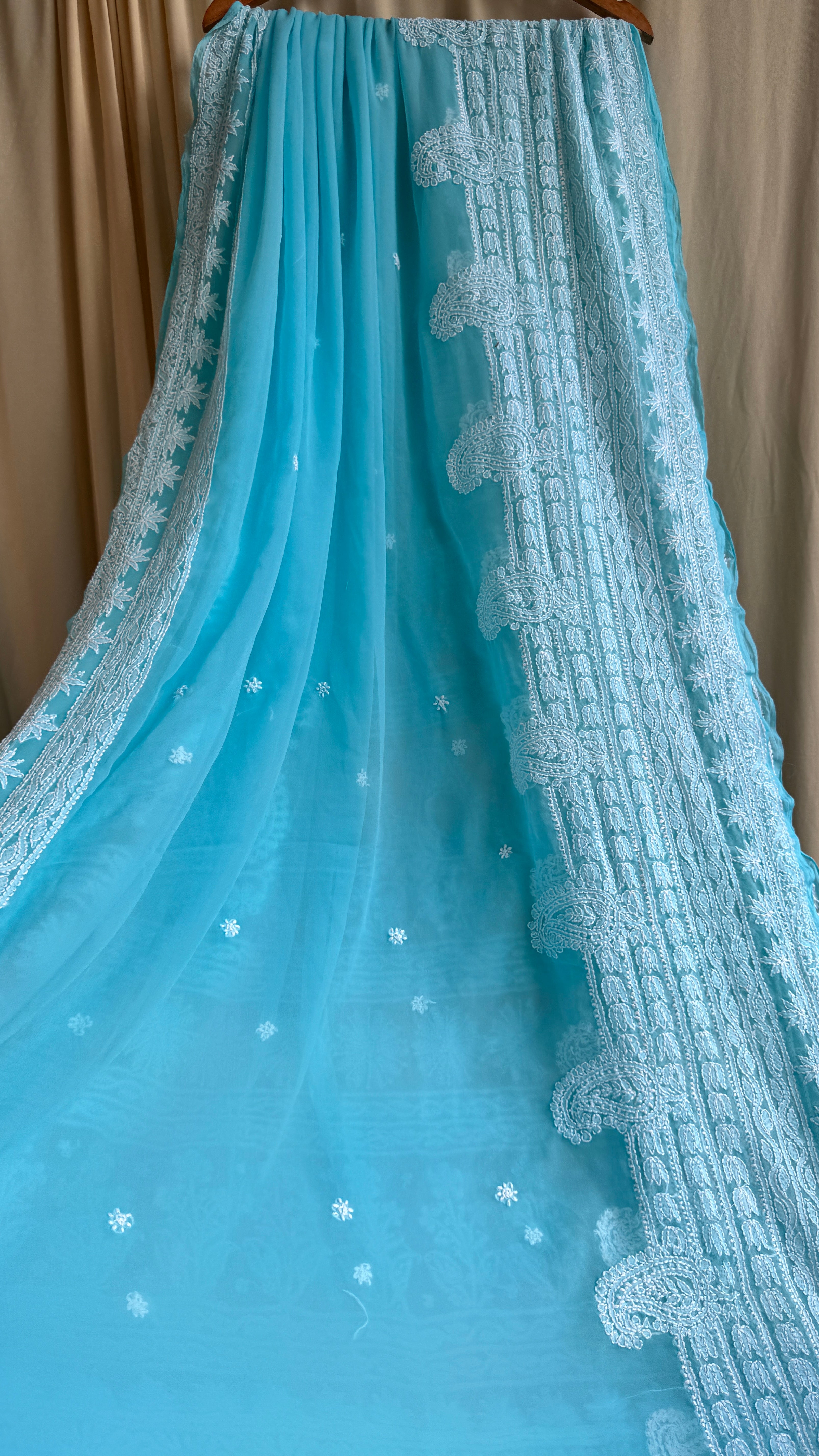 Georgette Chikankari saree in Blue