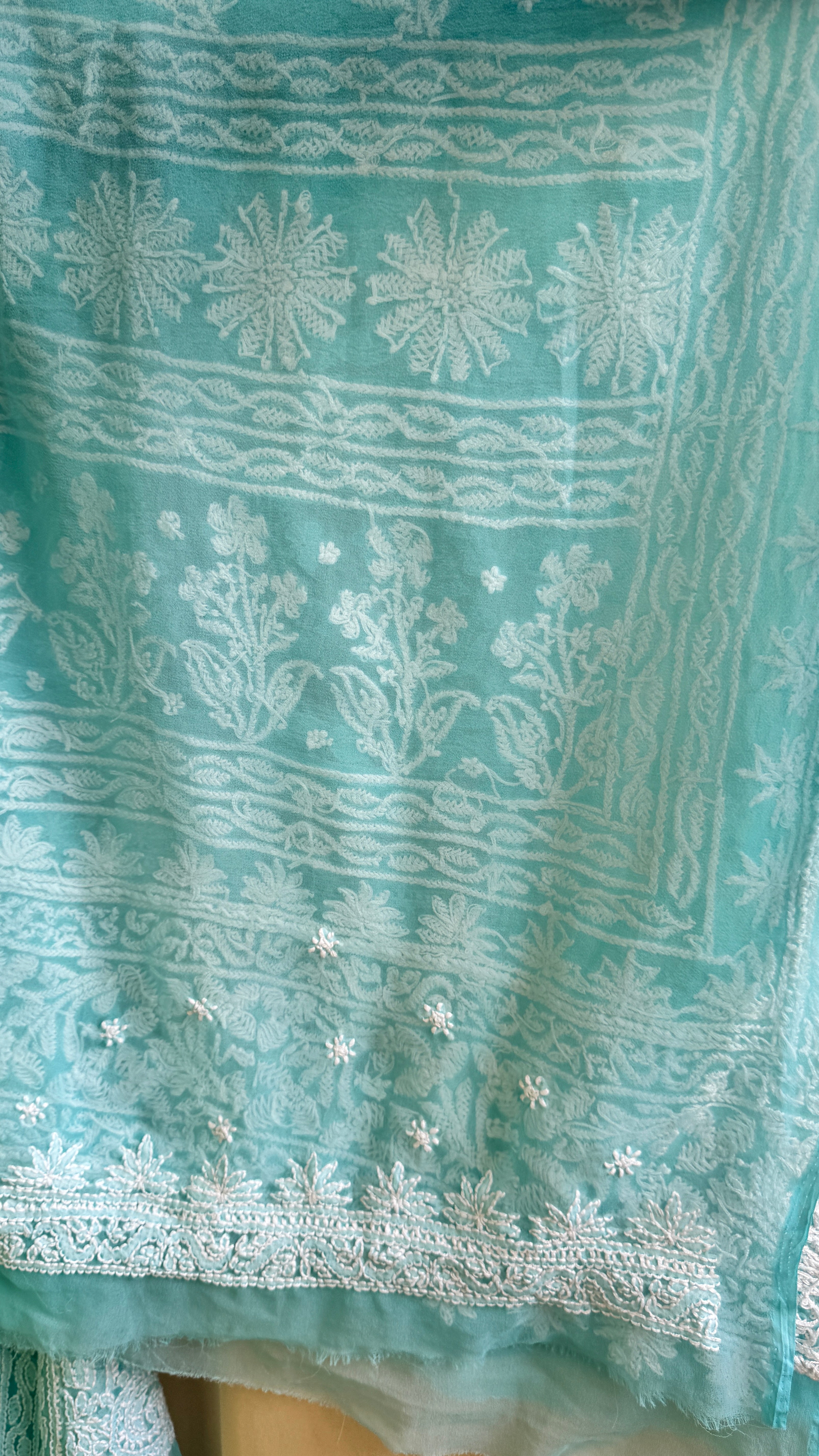 Georgette Chikankari saree in Blue
