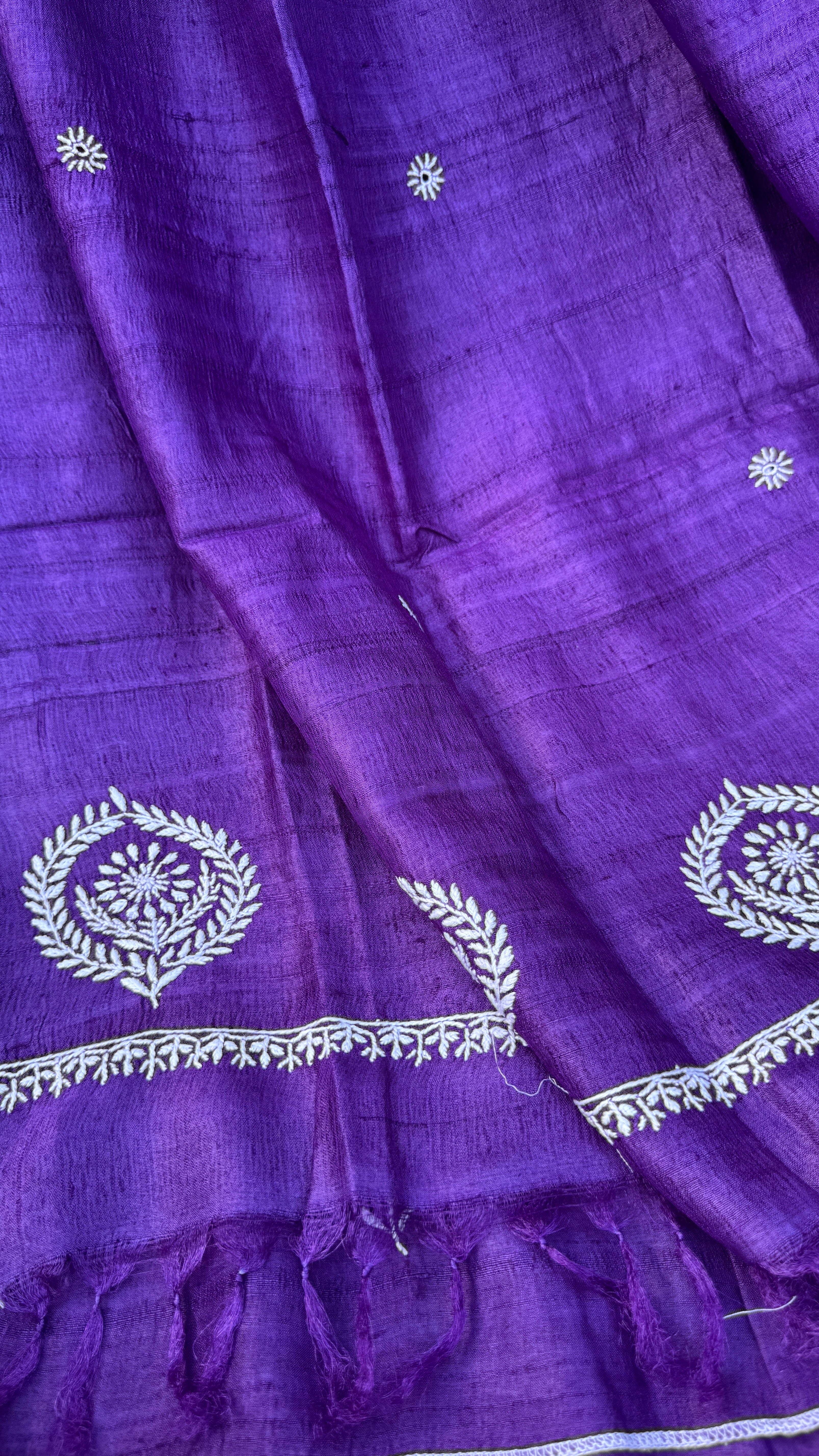 Pure Khadi Silk Chikankari Length with Dupatta - Purple