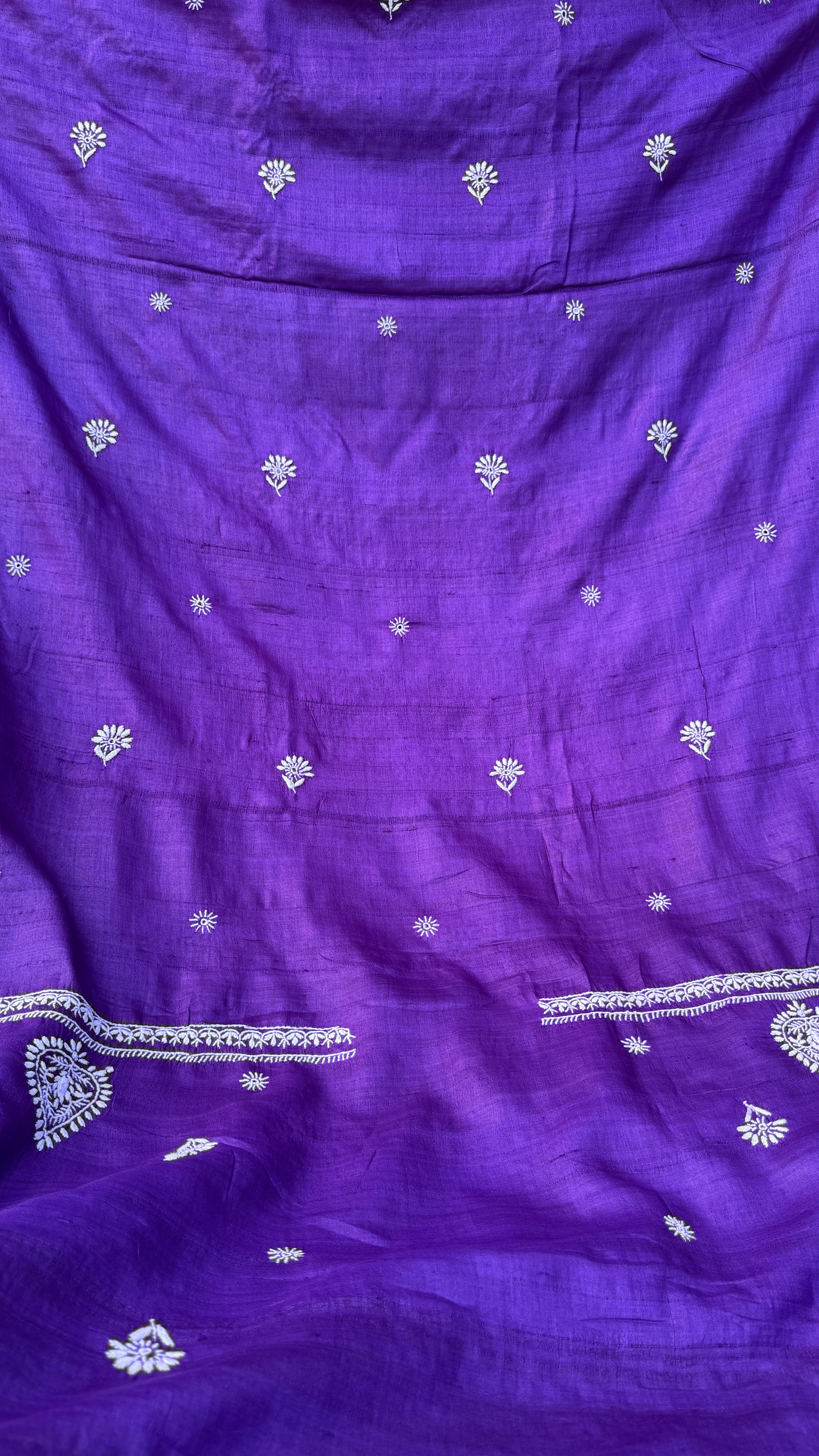 Pure Khadi Silk Chikankari Length with Dupatta - Purple