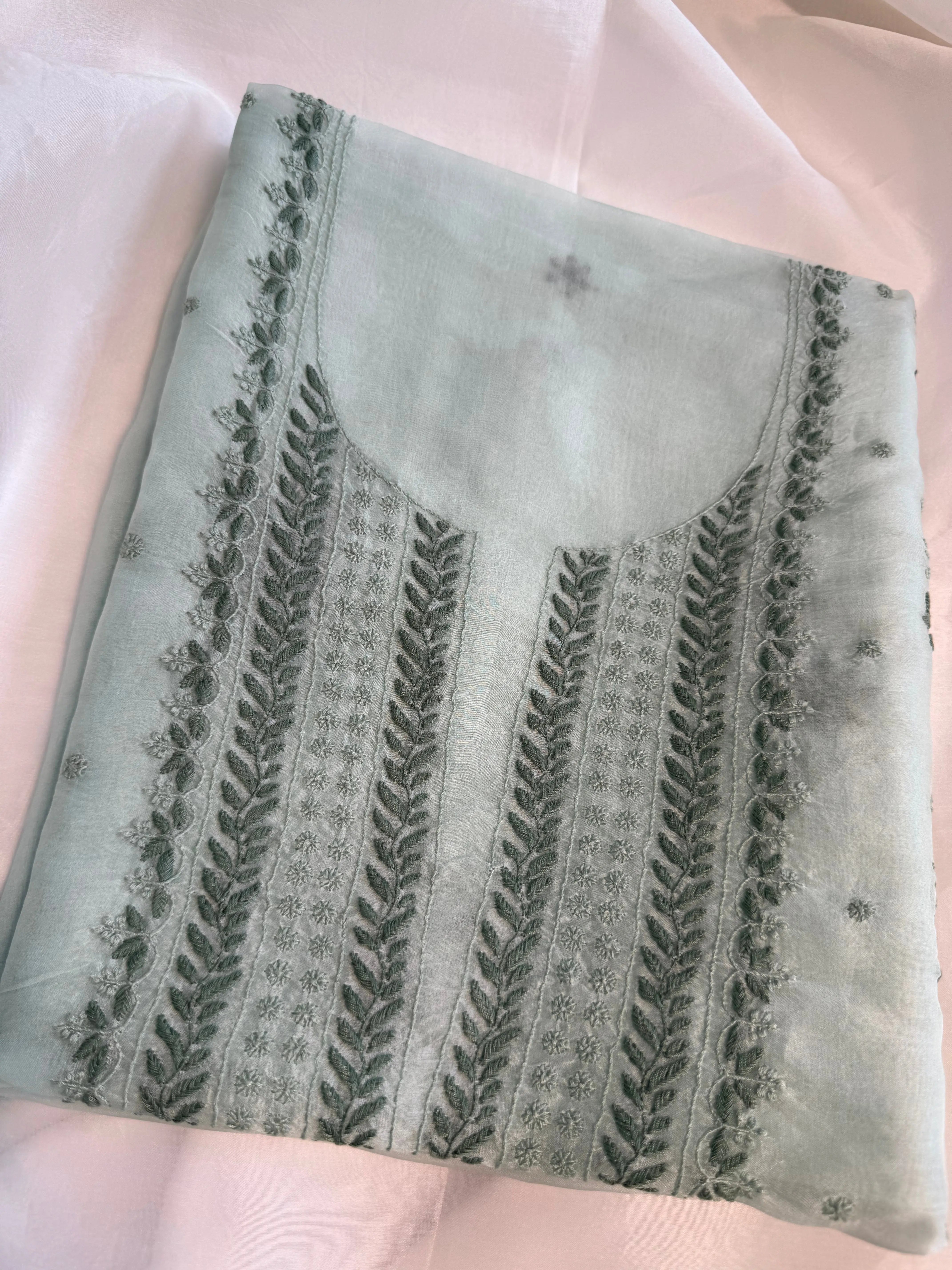 Organza Length with Dupatta - Green ARIAA CHIKANKARI