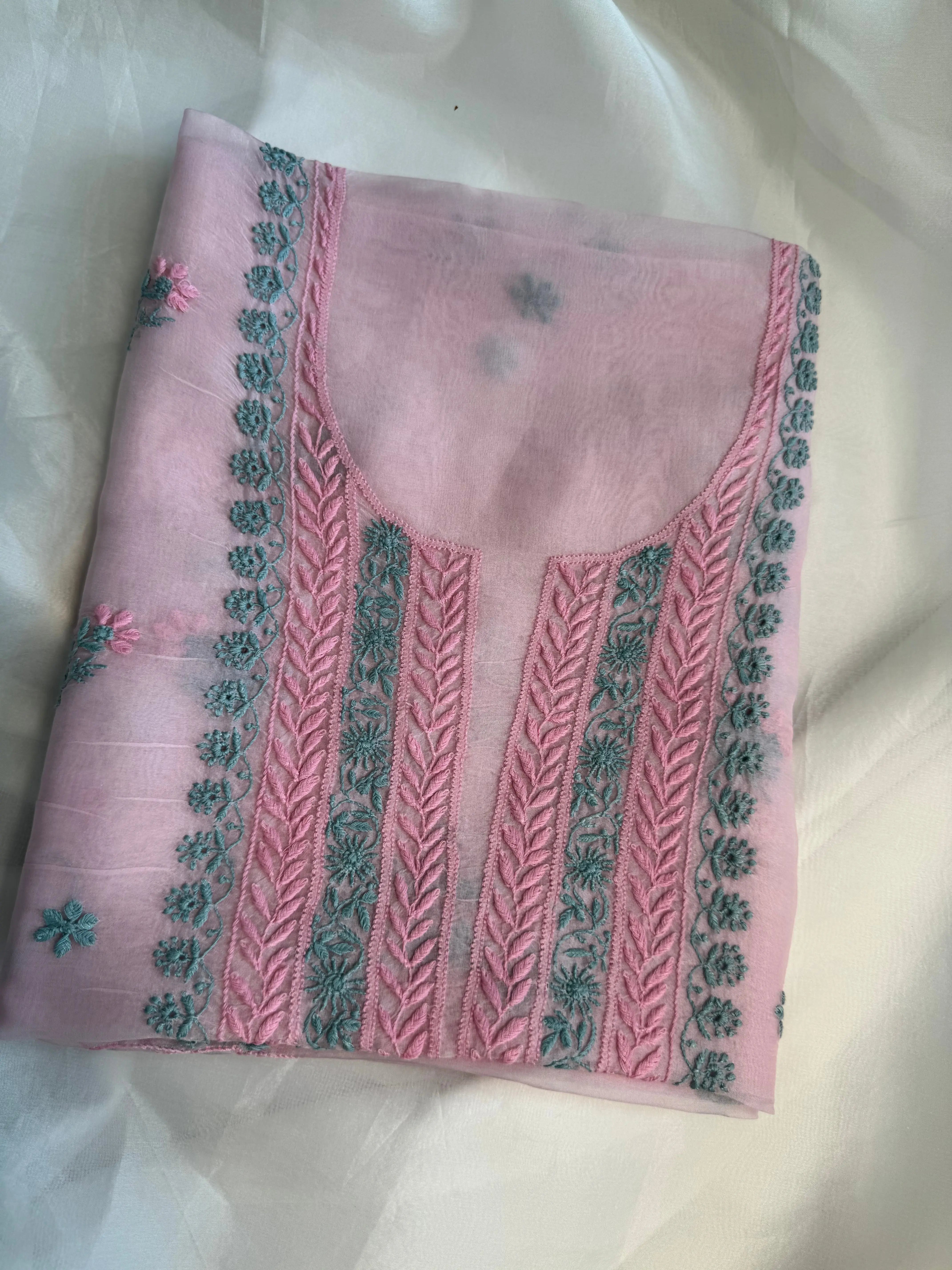 Organza Length with Dupatta - Pink ARIAA CHIKANKARI