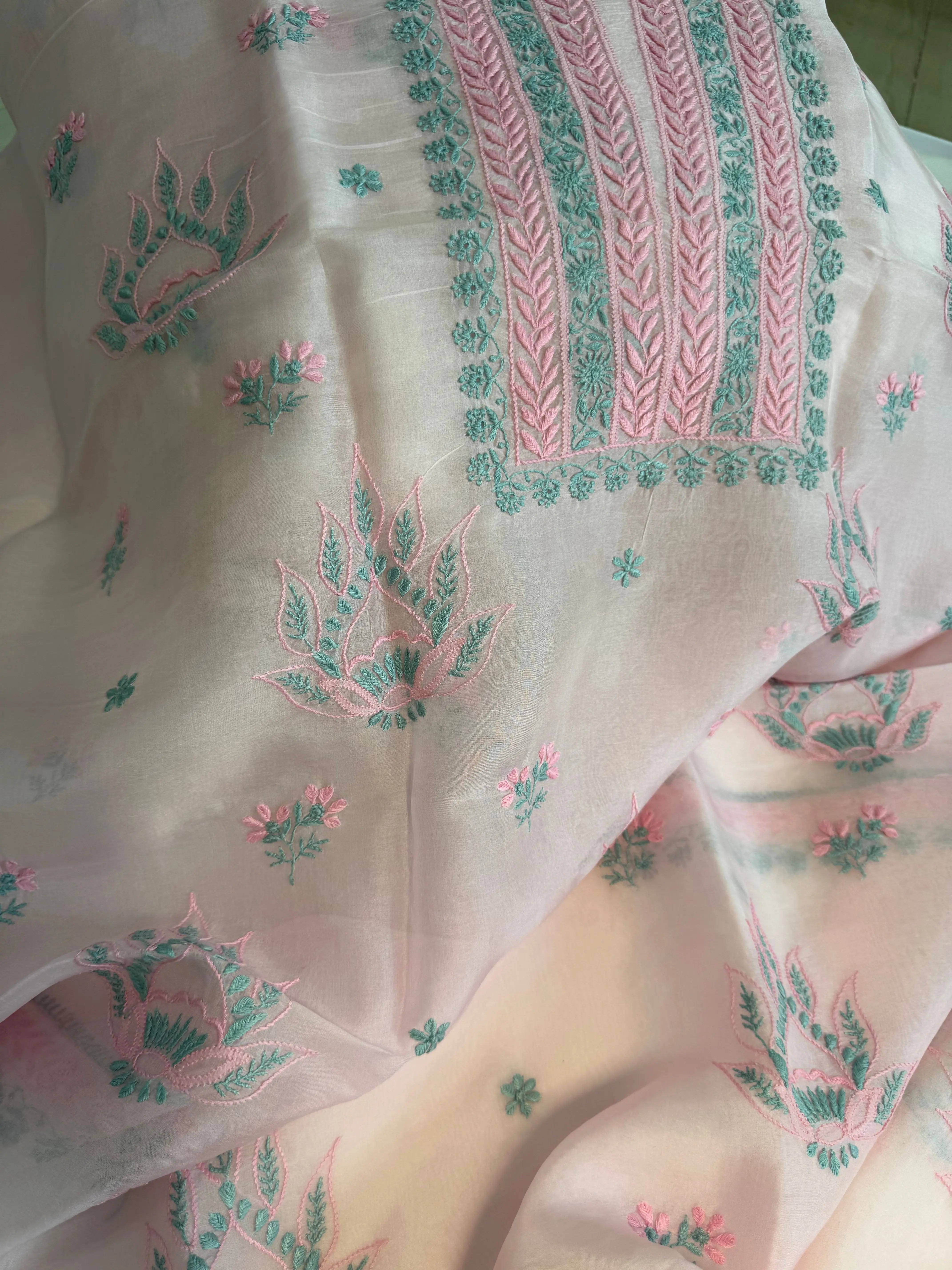 Organza Length with Dupatta - Pink ARIAA CHIKANKARI