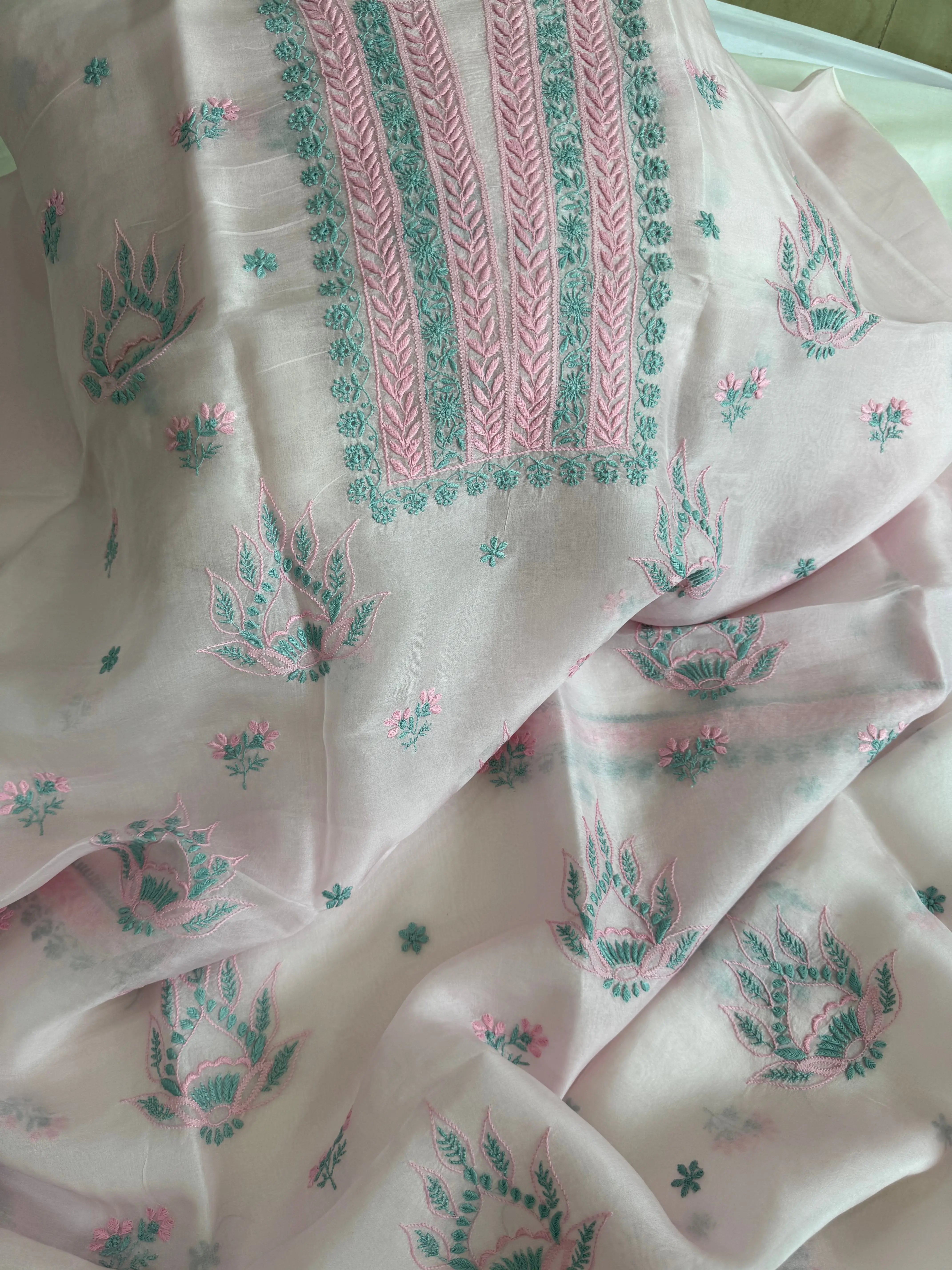 Organza Length with Dupatta - Pink ARIAA CHIKANKARI