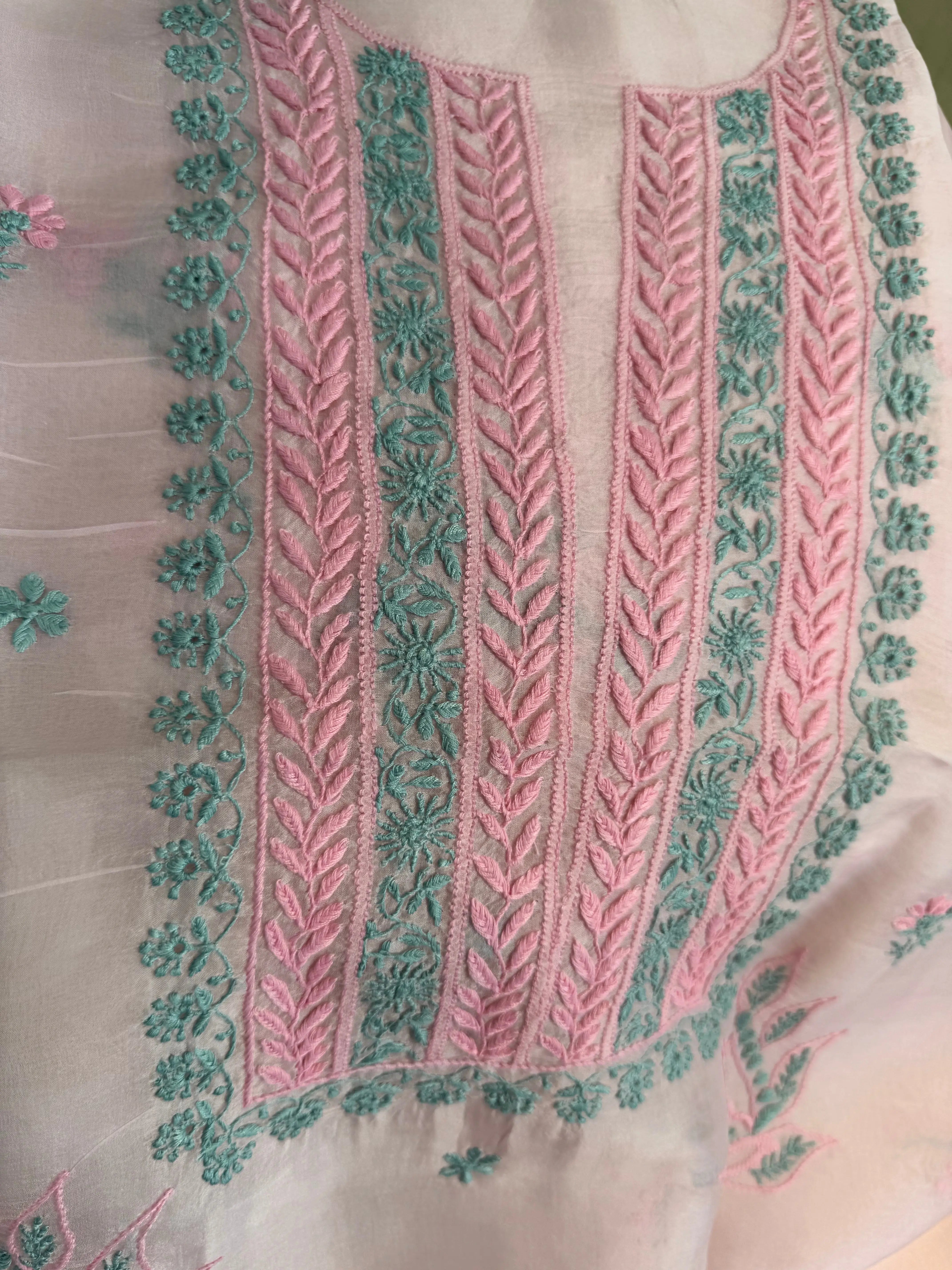 Organza Length with Dupatta - Pink ARIAA CHIKANKARI