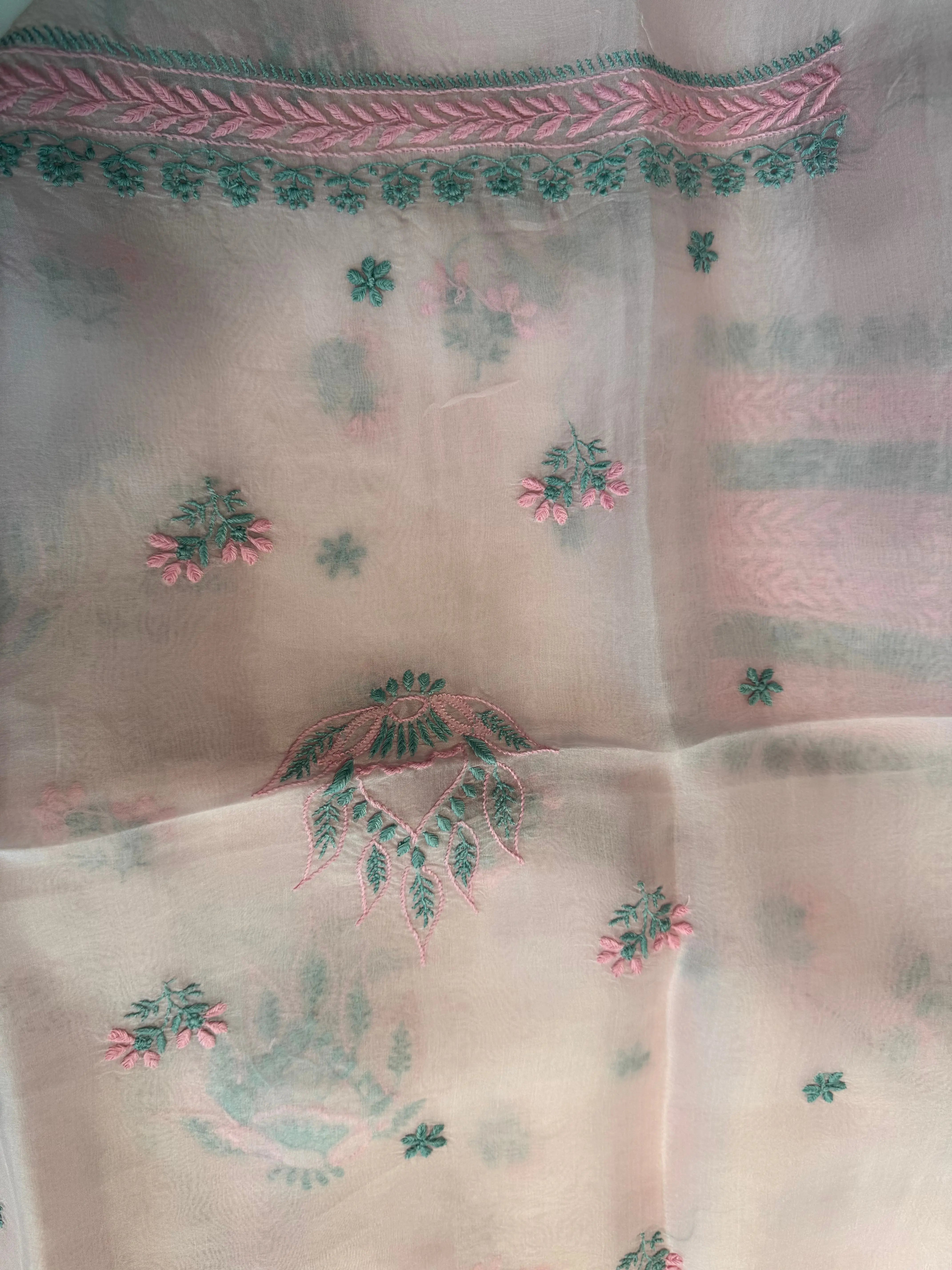 Organza Length with Dupatta - Pink ARIAA CHIKANKARI