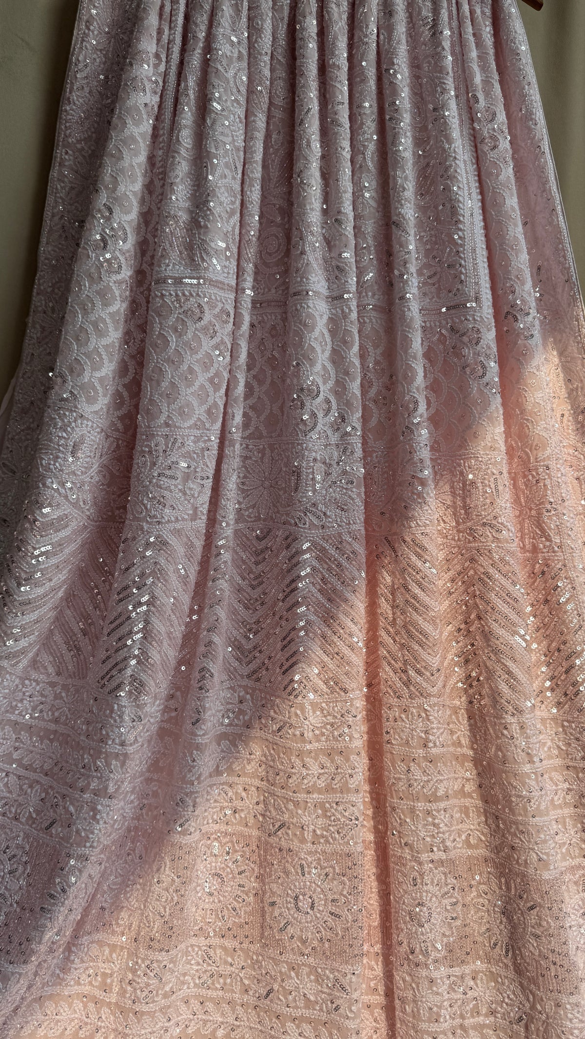 Pure Georgette Lucknow Chikankari Saree -Pink - Rooh Collection