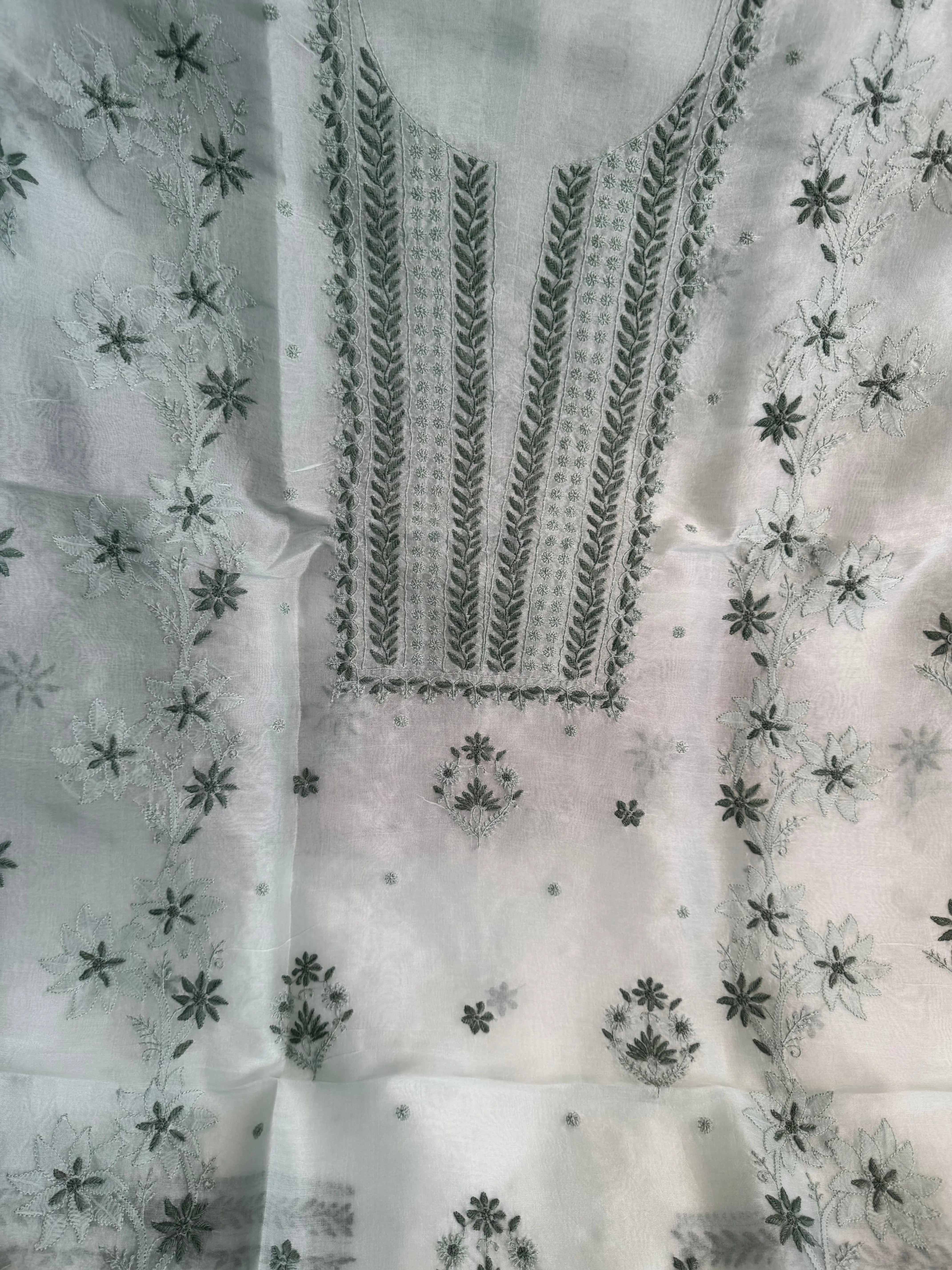 Organza Length with Dupatta - Green ARIAA CHIKANKARI