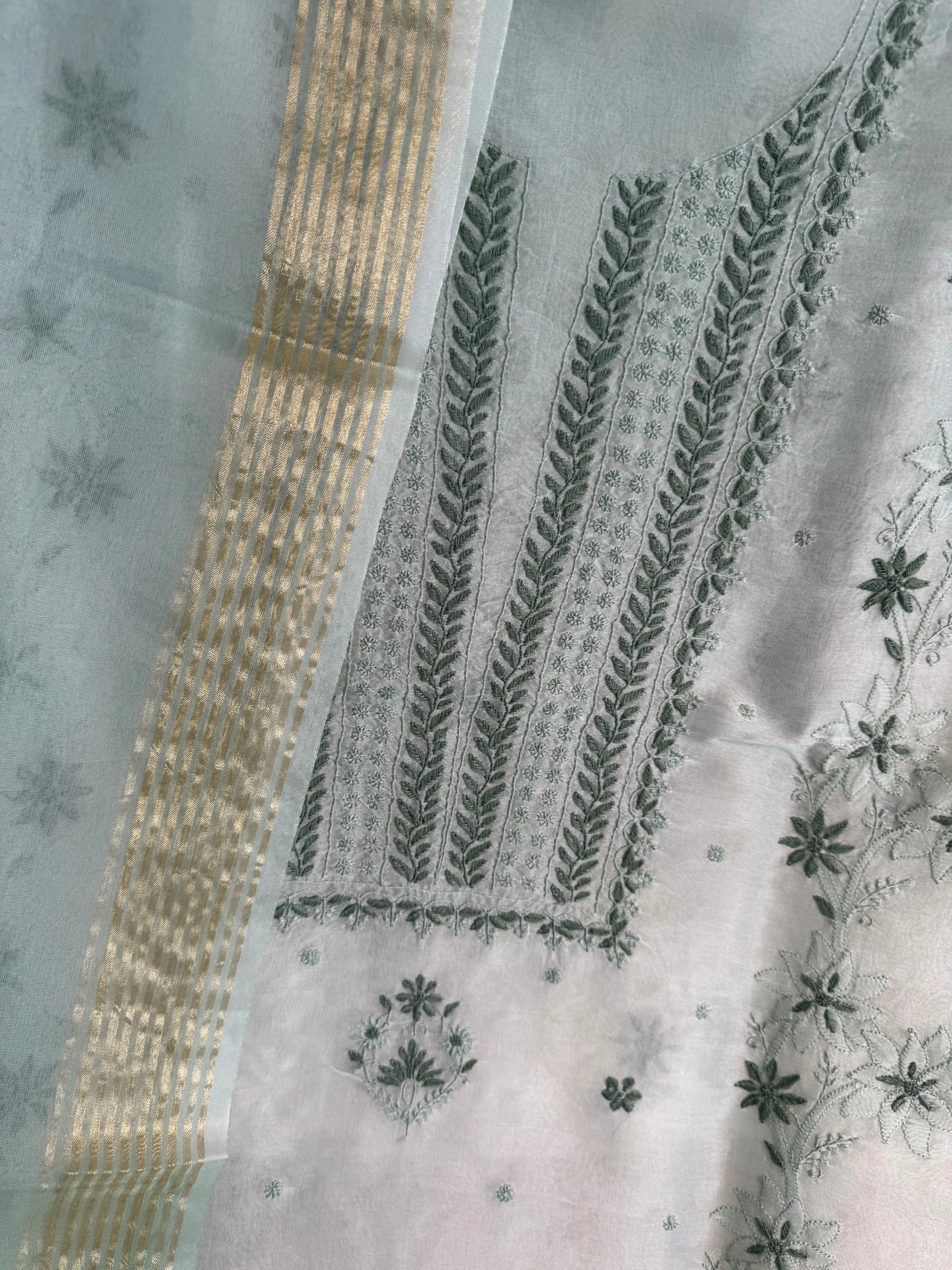 Organza Length with Dupatta - Green ARIAA CHIKANKARI