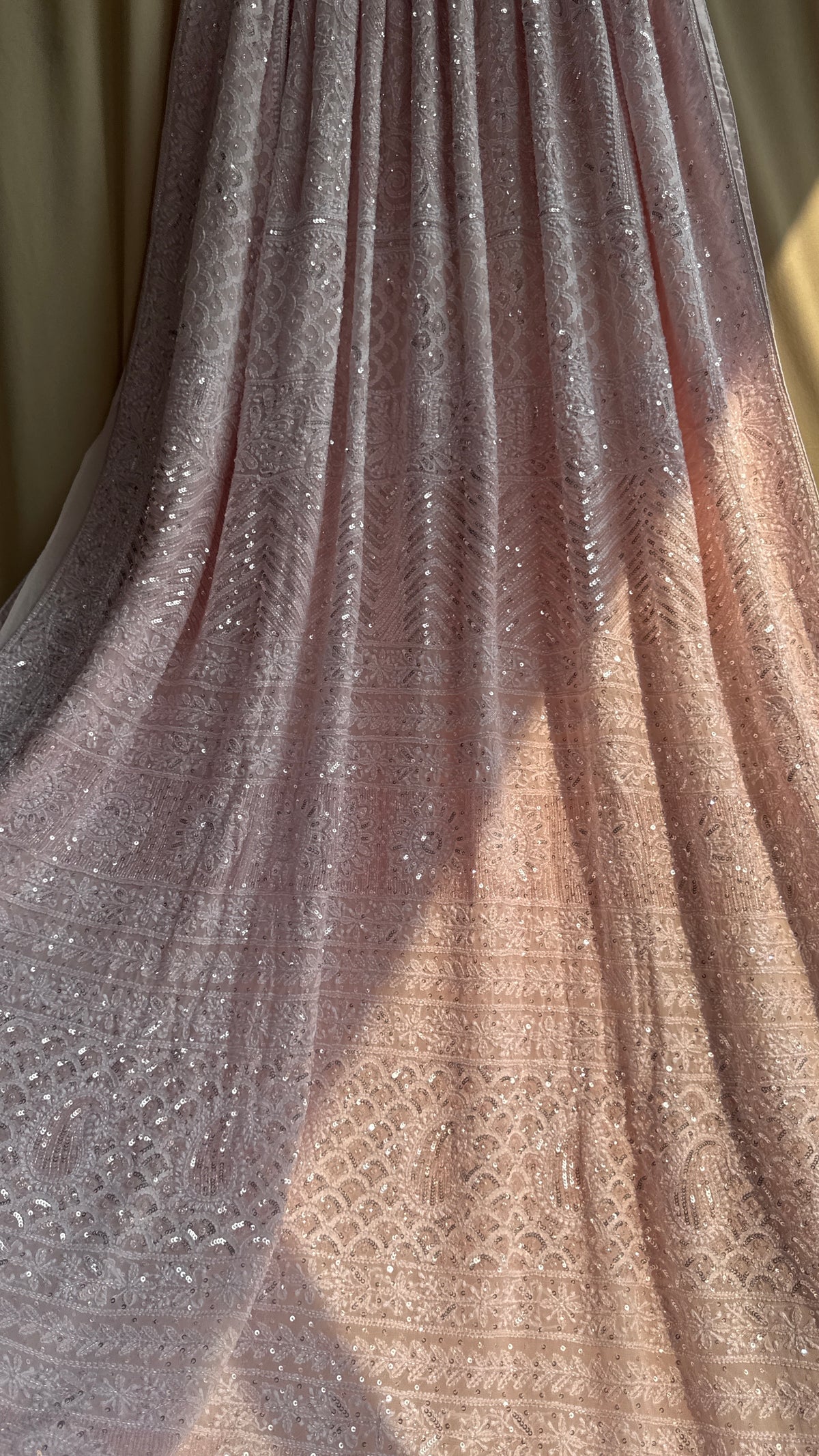 Pure Georgette Lucknow Chikankari Saree -Pink - Rooh Collection