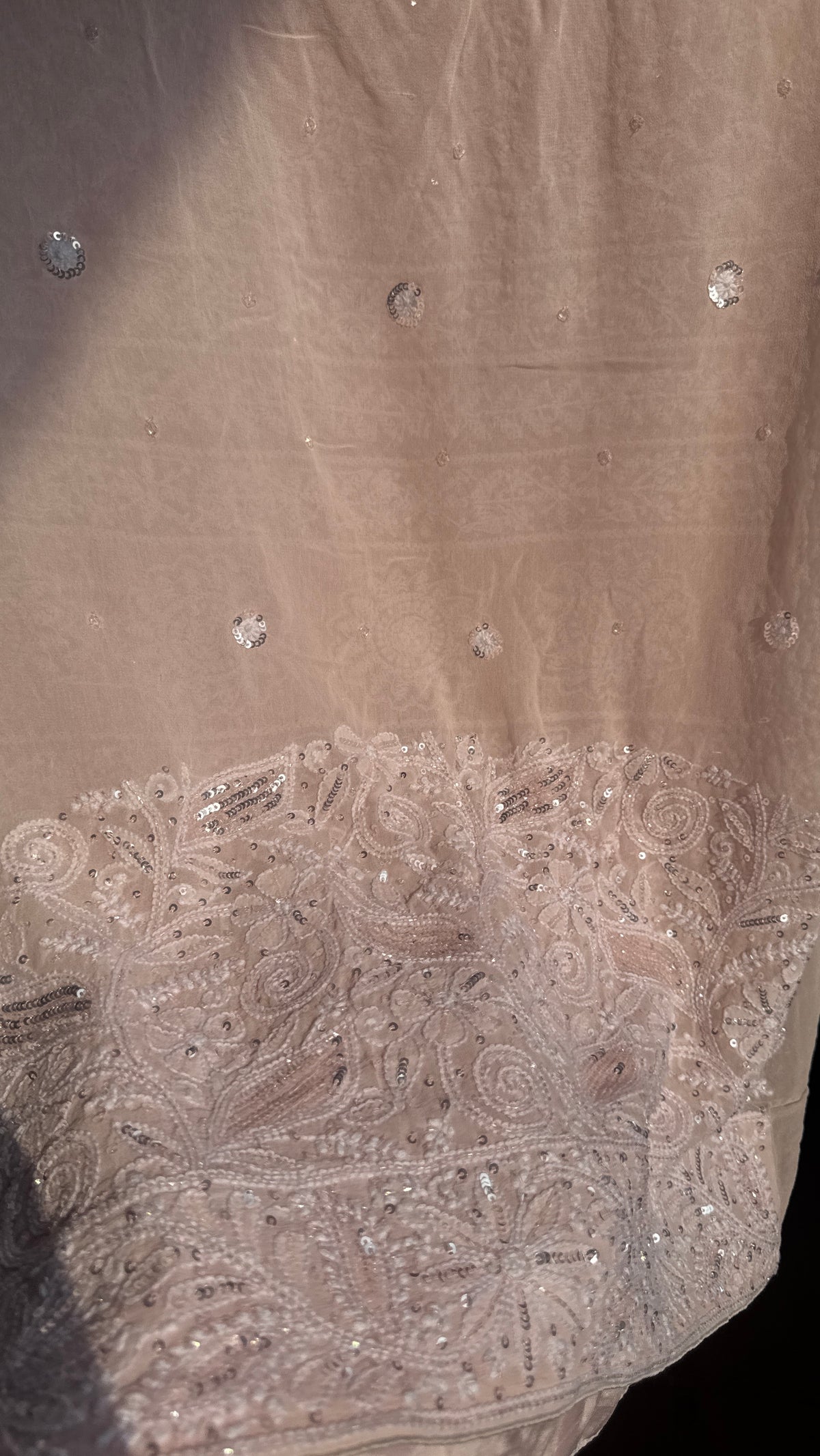 Pure Georgette Lucknow Chikankari Saree -Pink - Rooh Collection