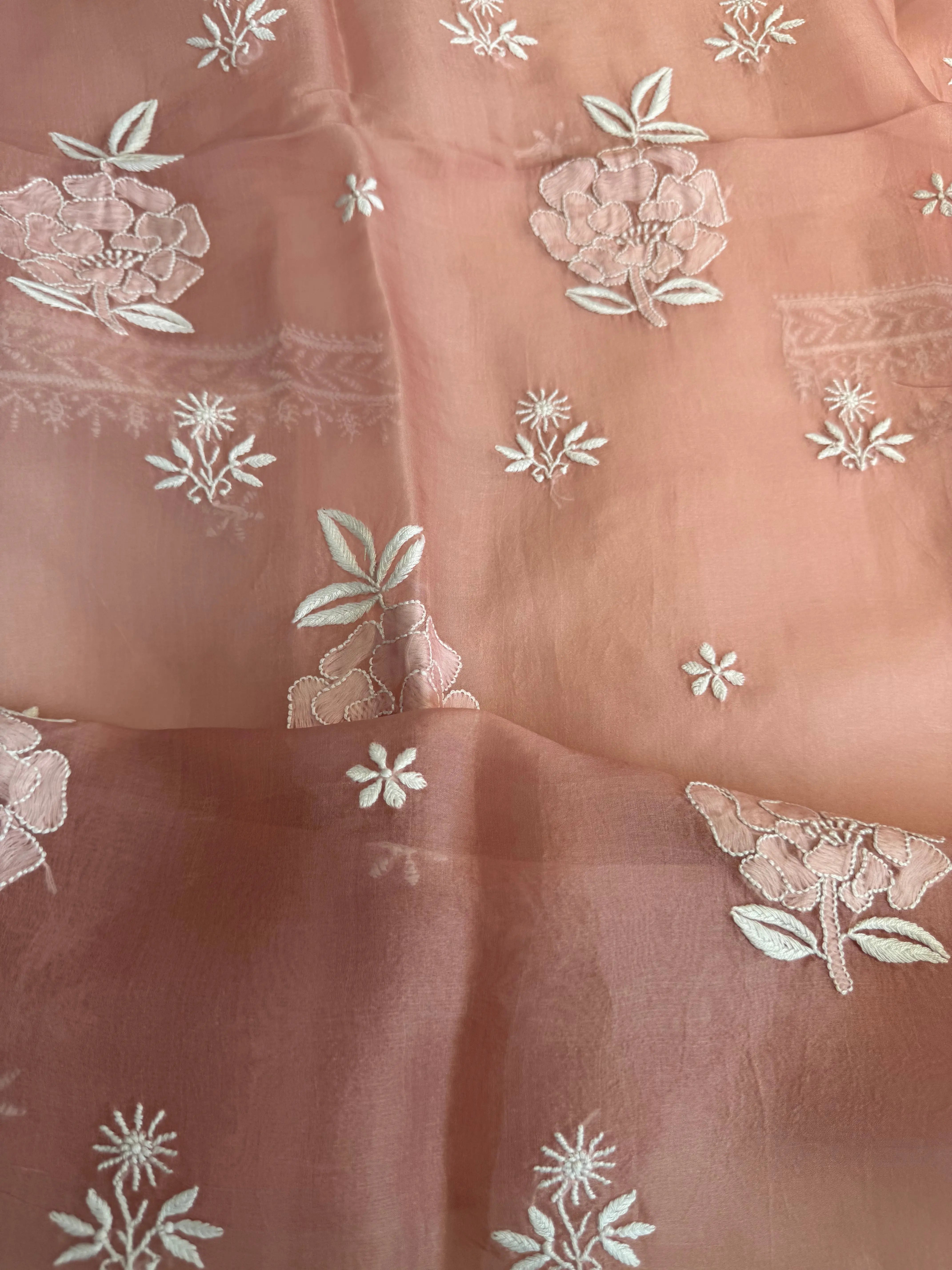 Organza Length with Dupatta - Rosewood Pink ARIAA CHIKANKARI