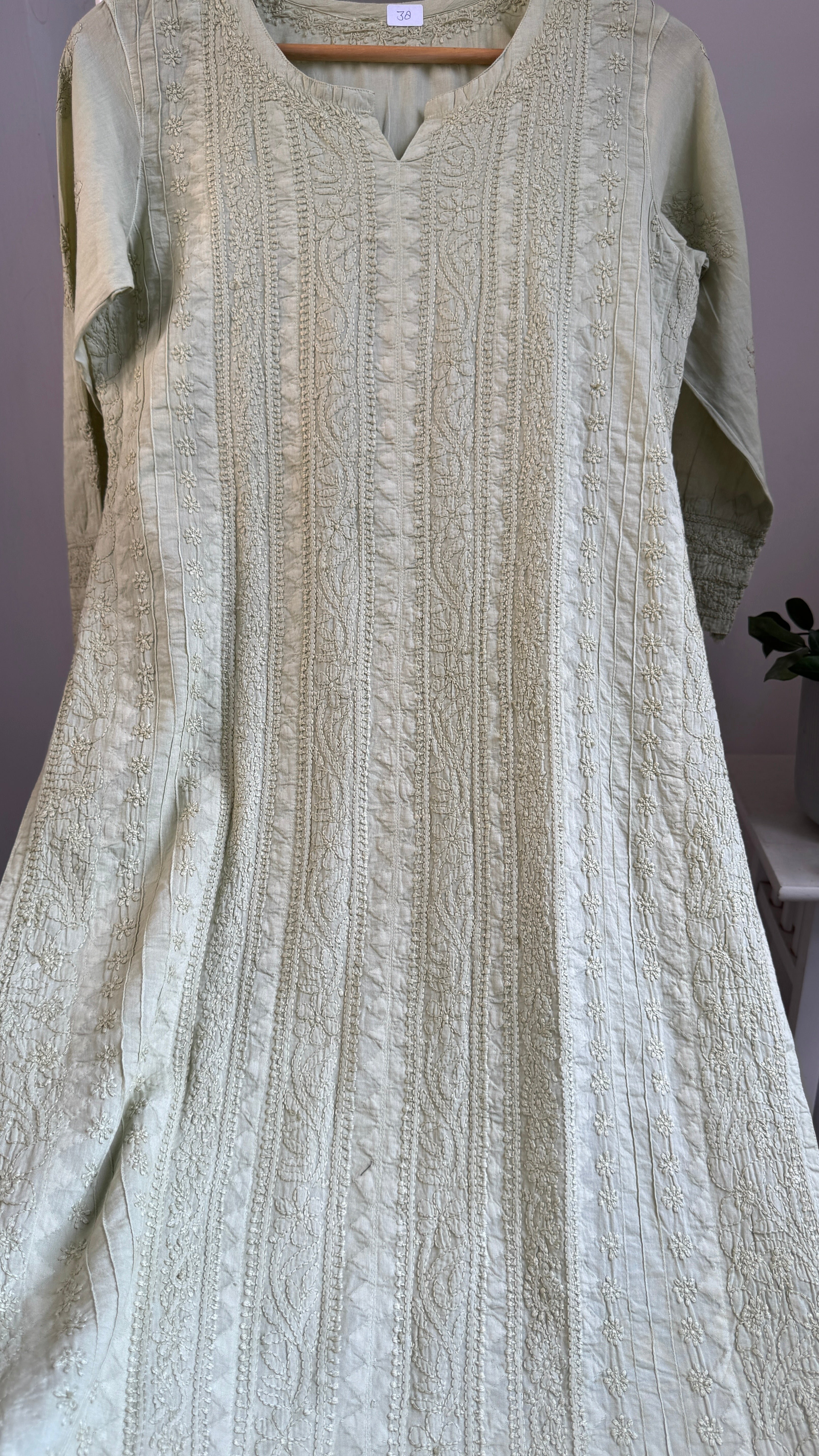 Pure Cotton Chikankari Full Jaal Kurti - Sheen Green - Gul Collection