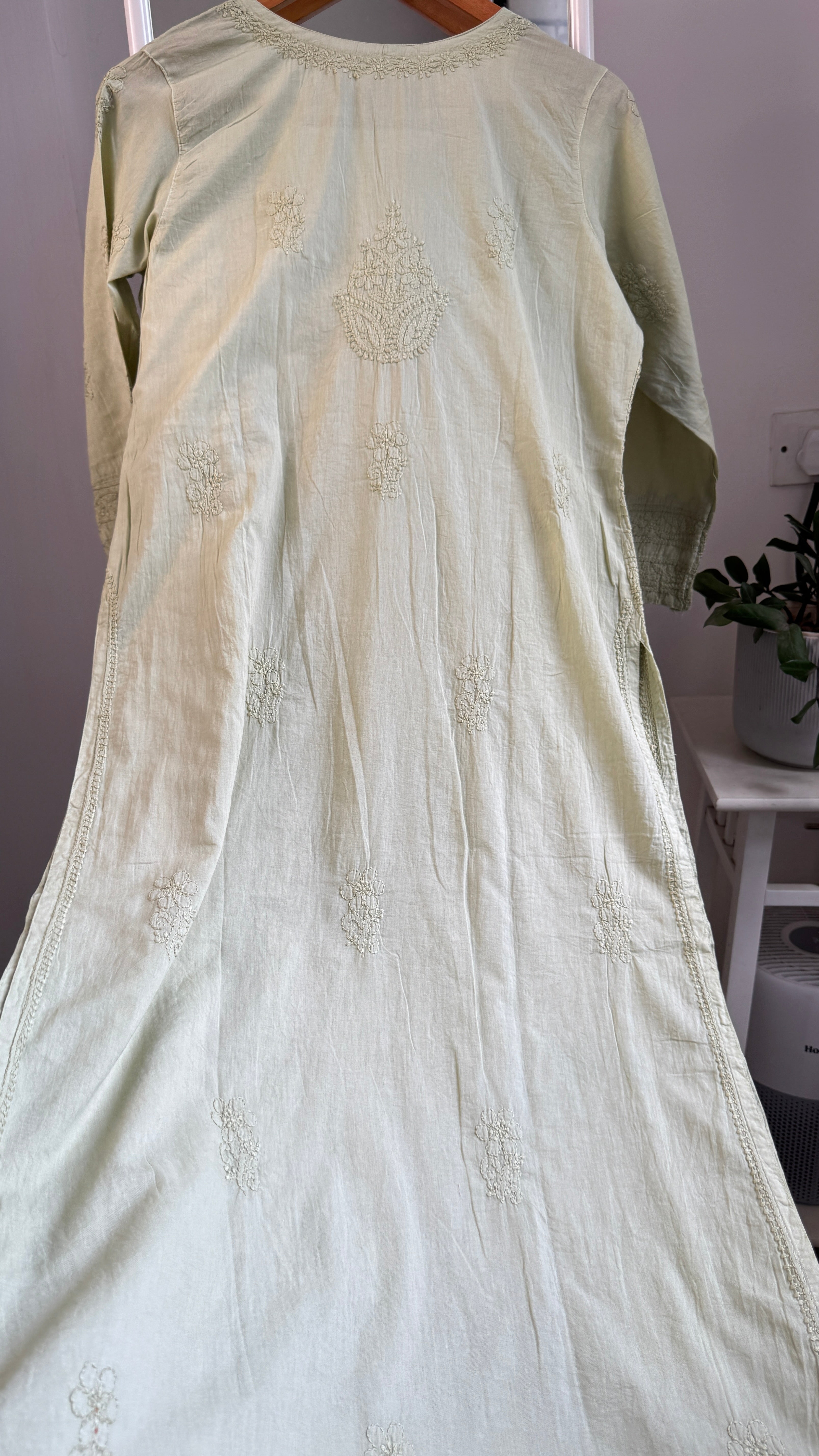 Pure Cotton Chikankari Full Jaal Kurti - Sheen Green - Gul Collection