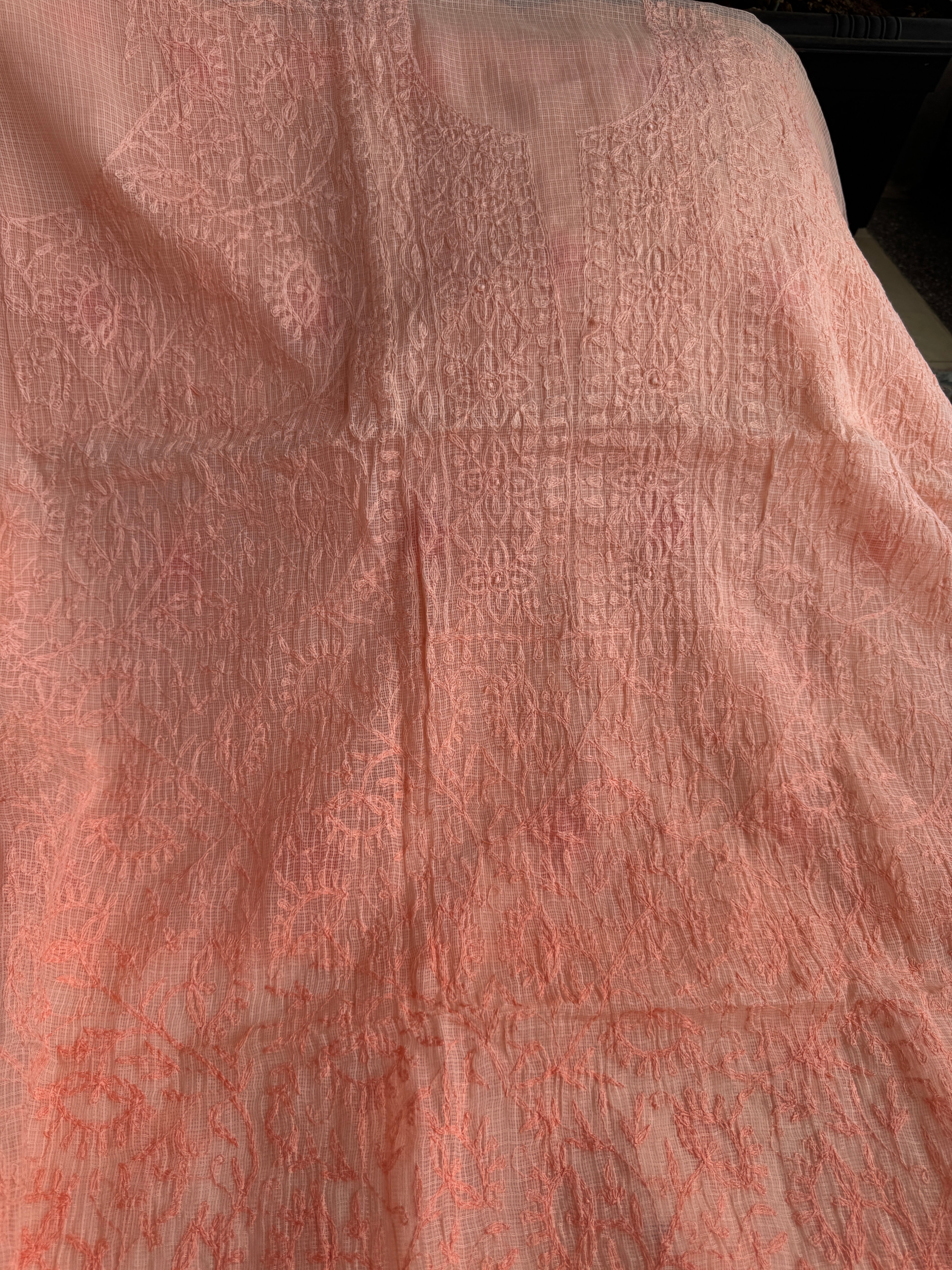 Kota Length with Dupatta in Tepchi work - Peach Ombre ARIAA CHIKANKARI