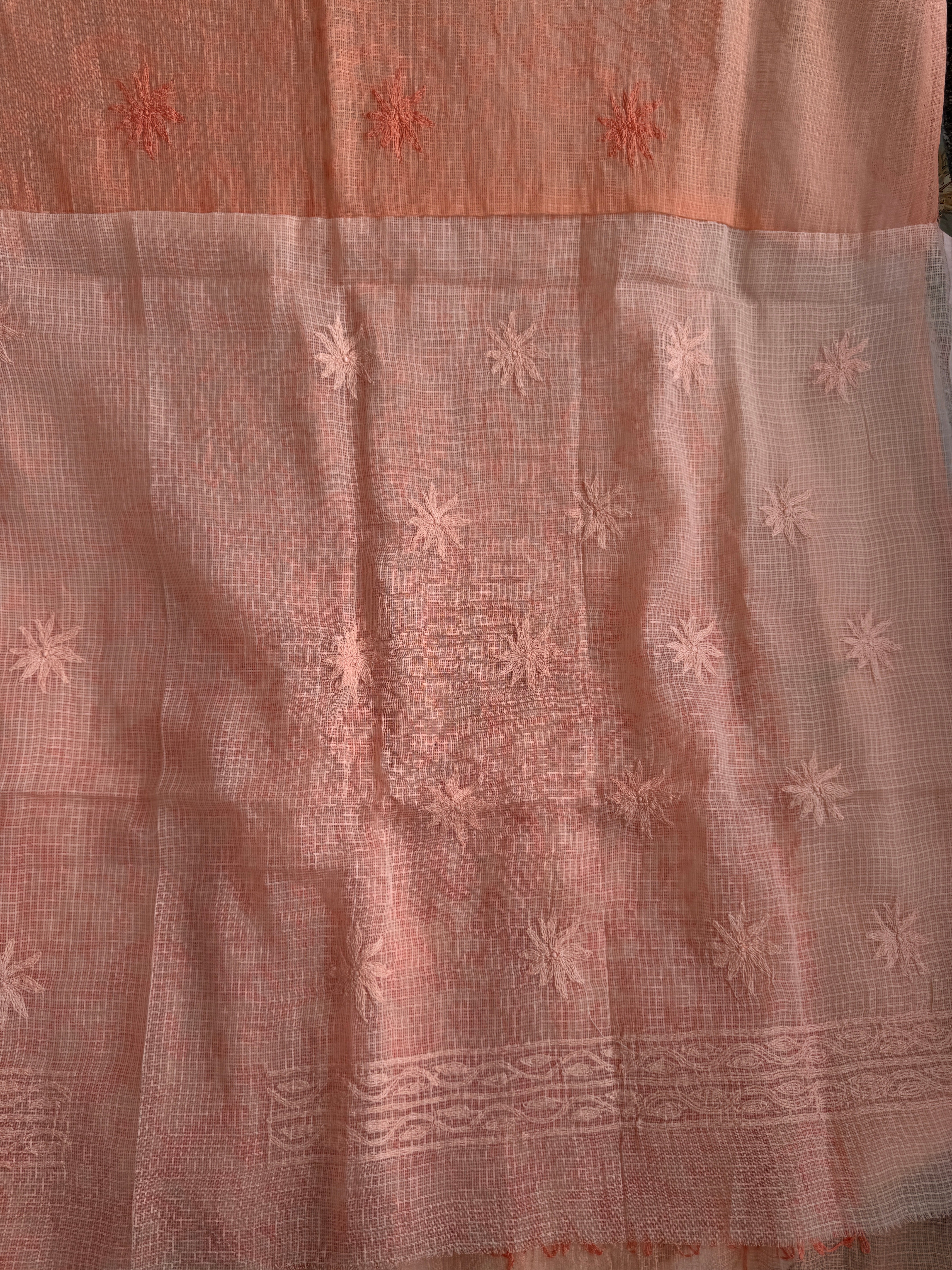 Kota Length with Dupatta in Tepchi work - Peach Ombre ARIAA CHIKANKARI