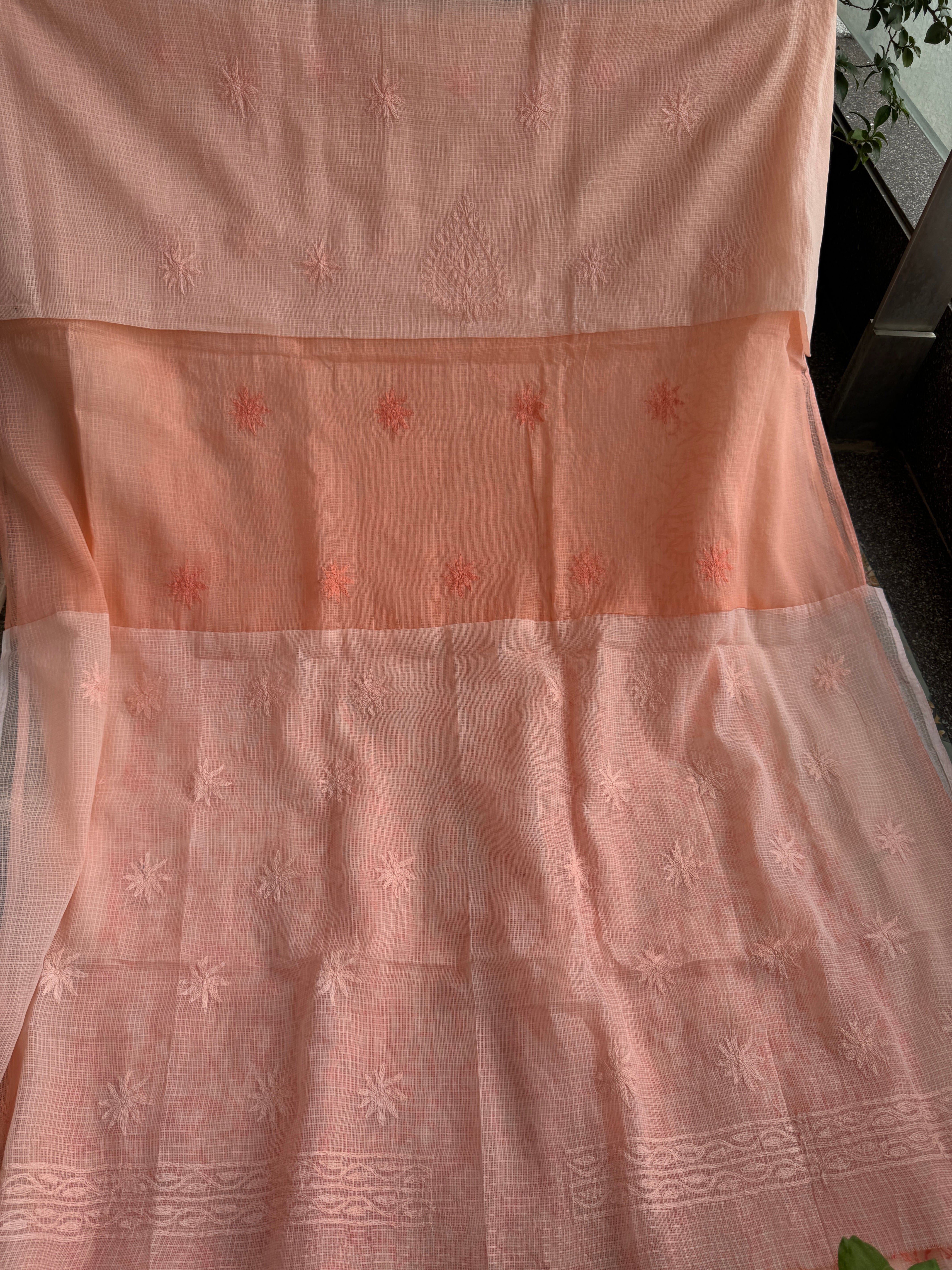 Kota Length with Dupatta in Tepchi work - Peach Ombre ARIAA CHIKANKARI
