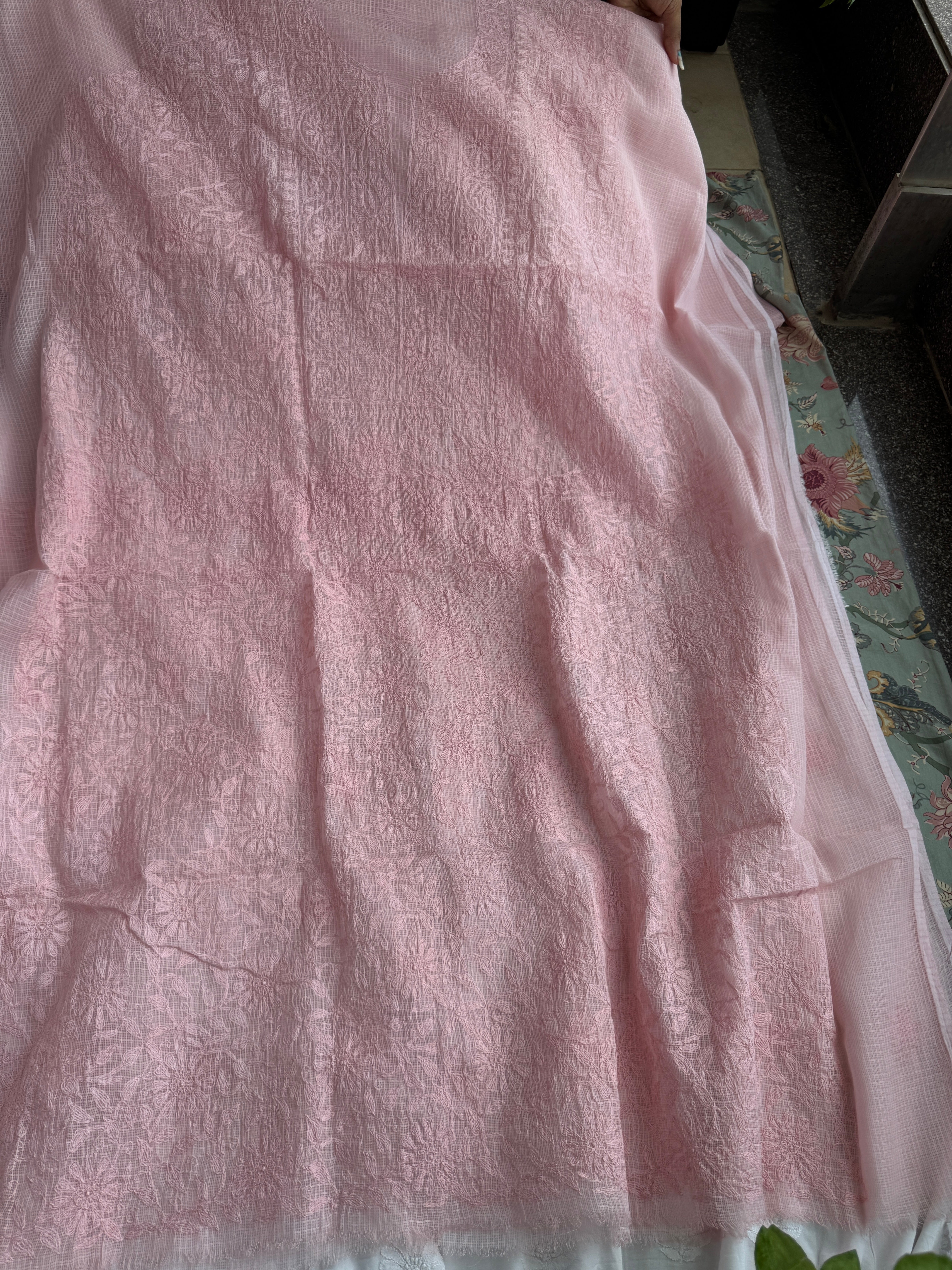 Kota Length with Dupatta in Tepchi work - Pink ARIAA CHIKANKARI