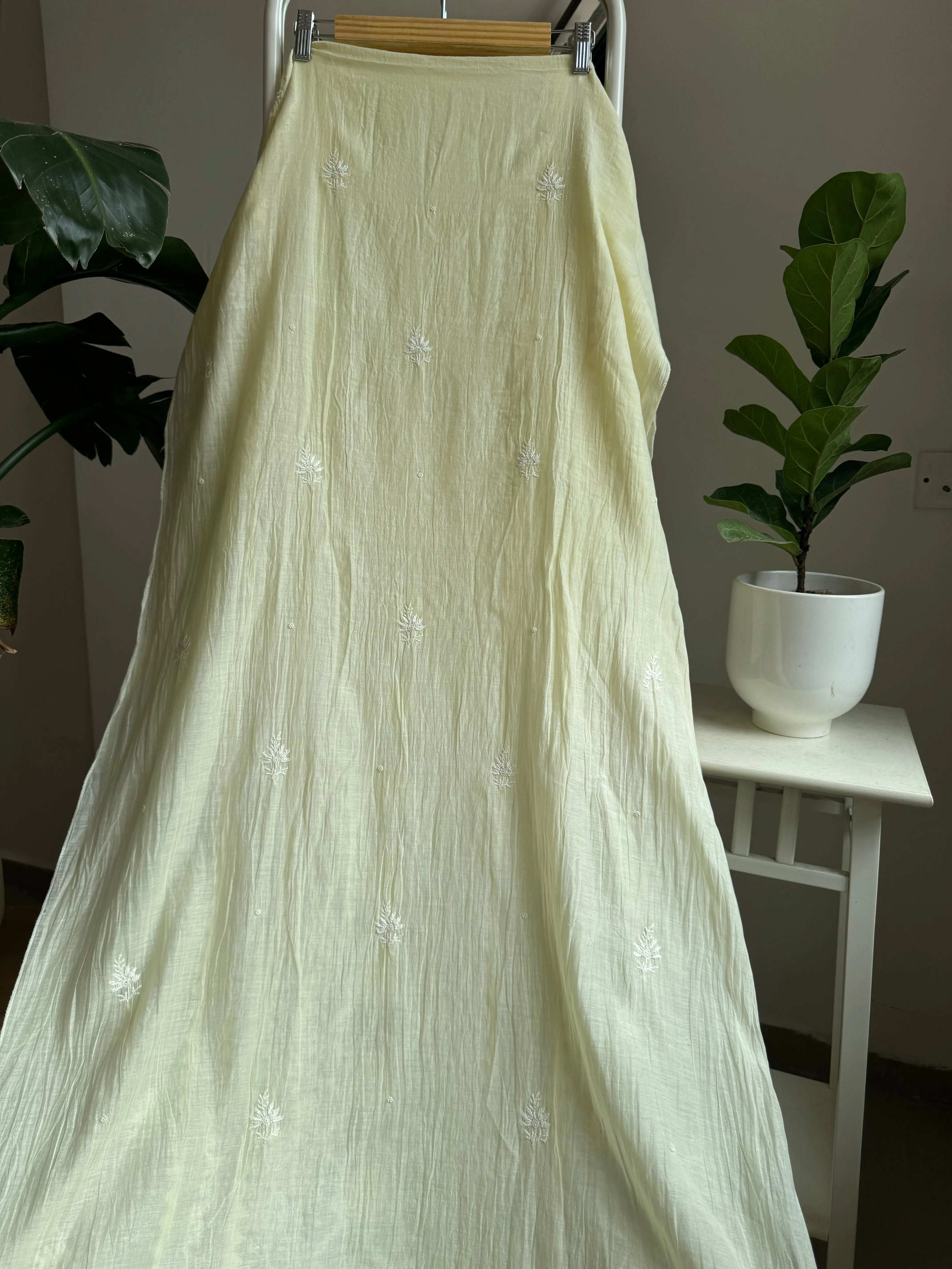 Mul Chanderi Anarkali - Yellow ARIAA CHIKANKARI