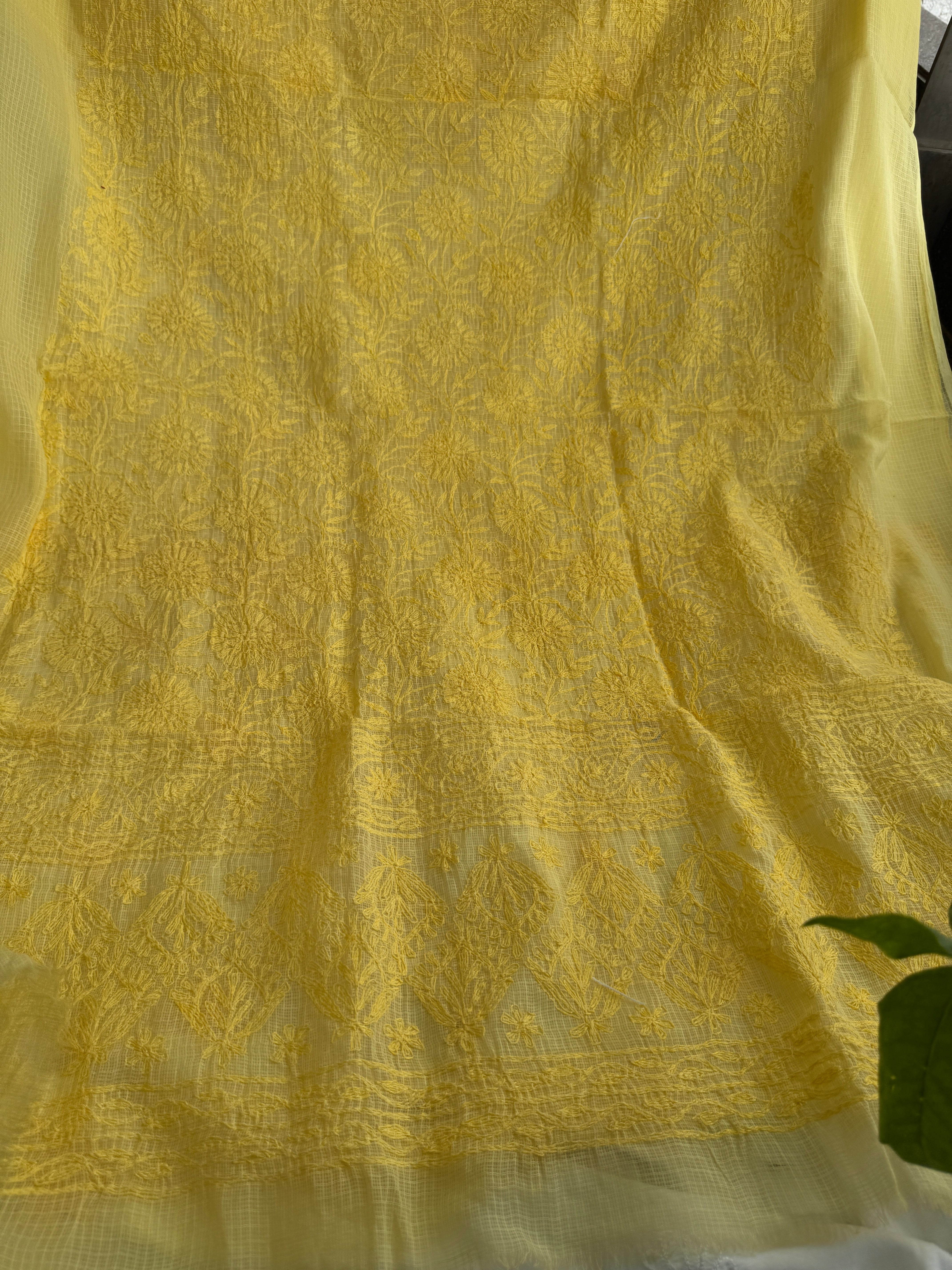 Kota Length with Dupatta in Tepchi work - Yellow ARIAA CHIKANKARI