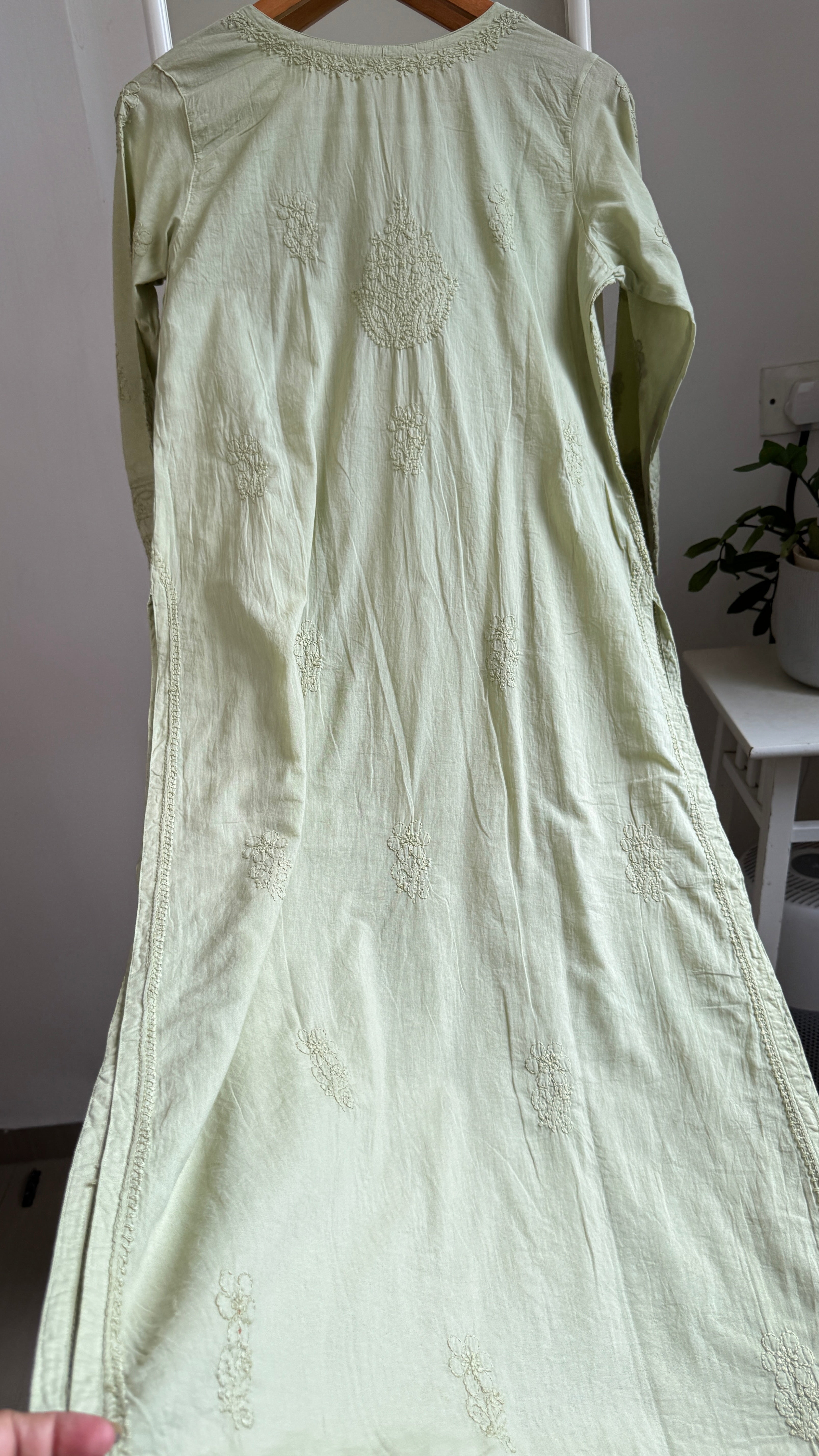 Pure Cotton Chikankari Full Jaal Kurti - Sheen Green - Gul Collection