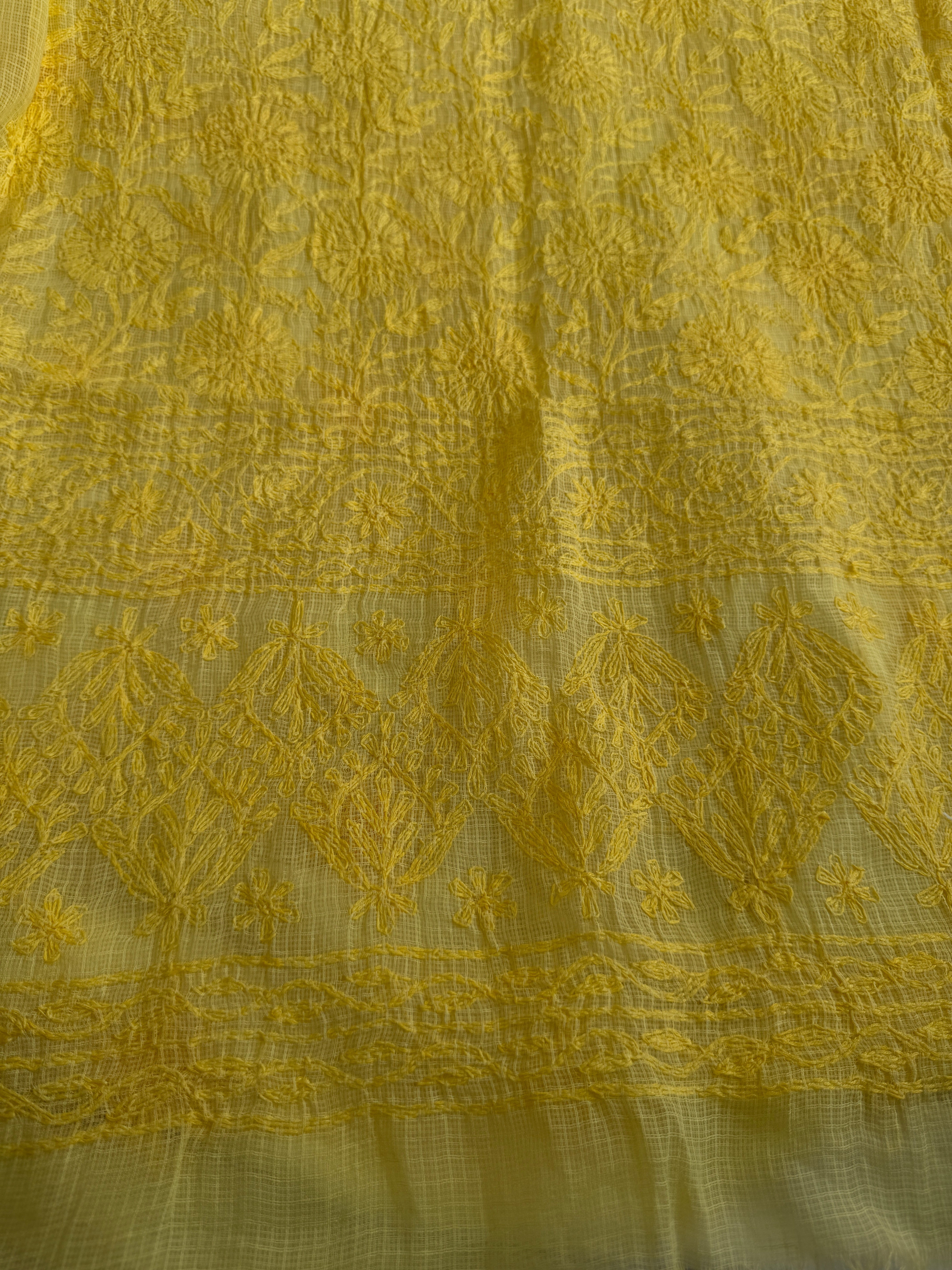 Kota Length with Dupatta in Tepchi work - Yellow ARIAA CHIKANKARI