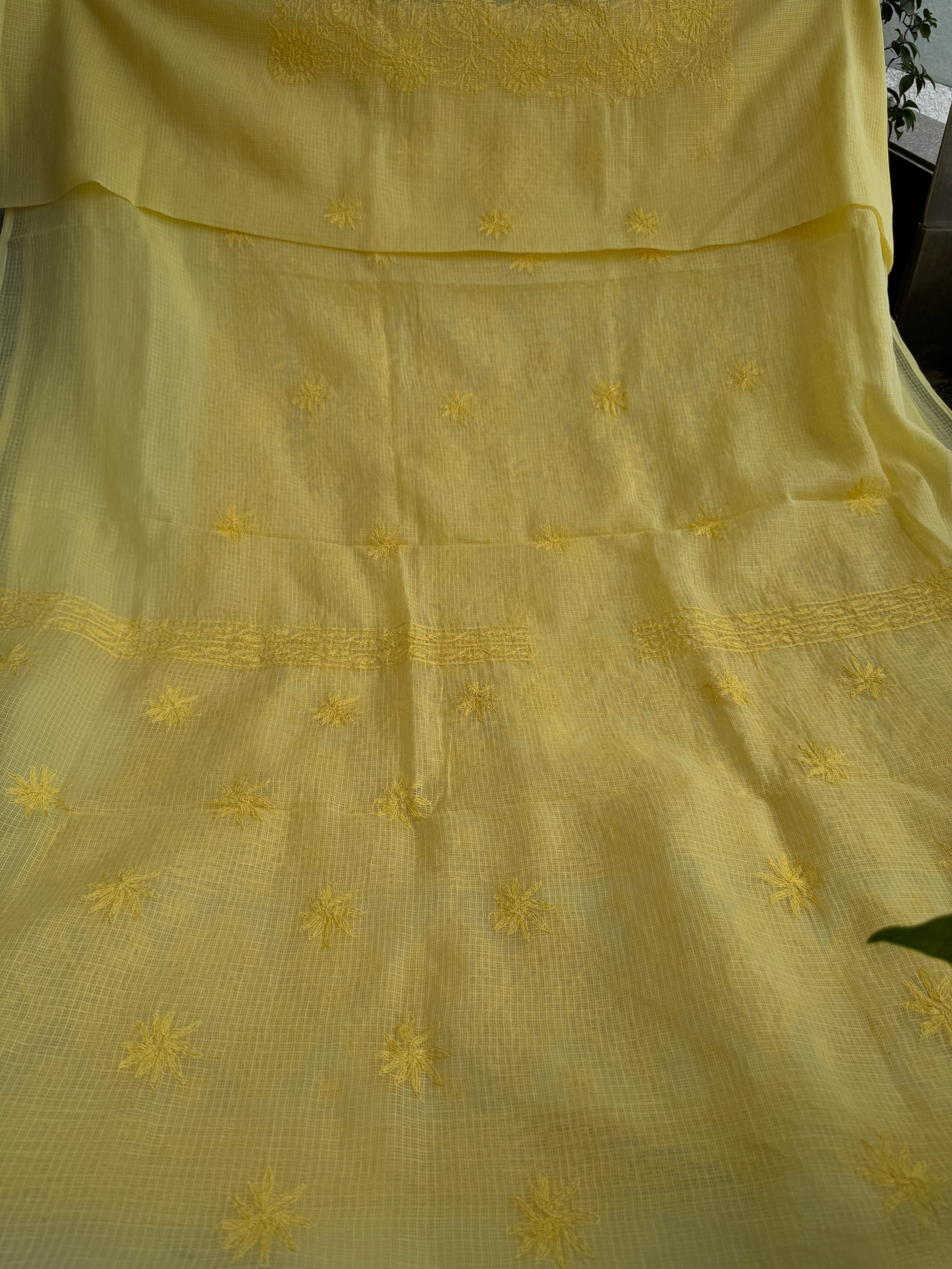 Kota Length with Dupatta in Tepchi work - Yellow ARIAA CHIKANKARI
