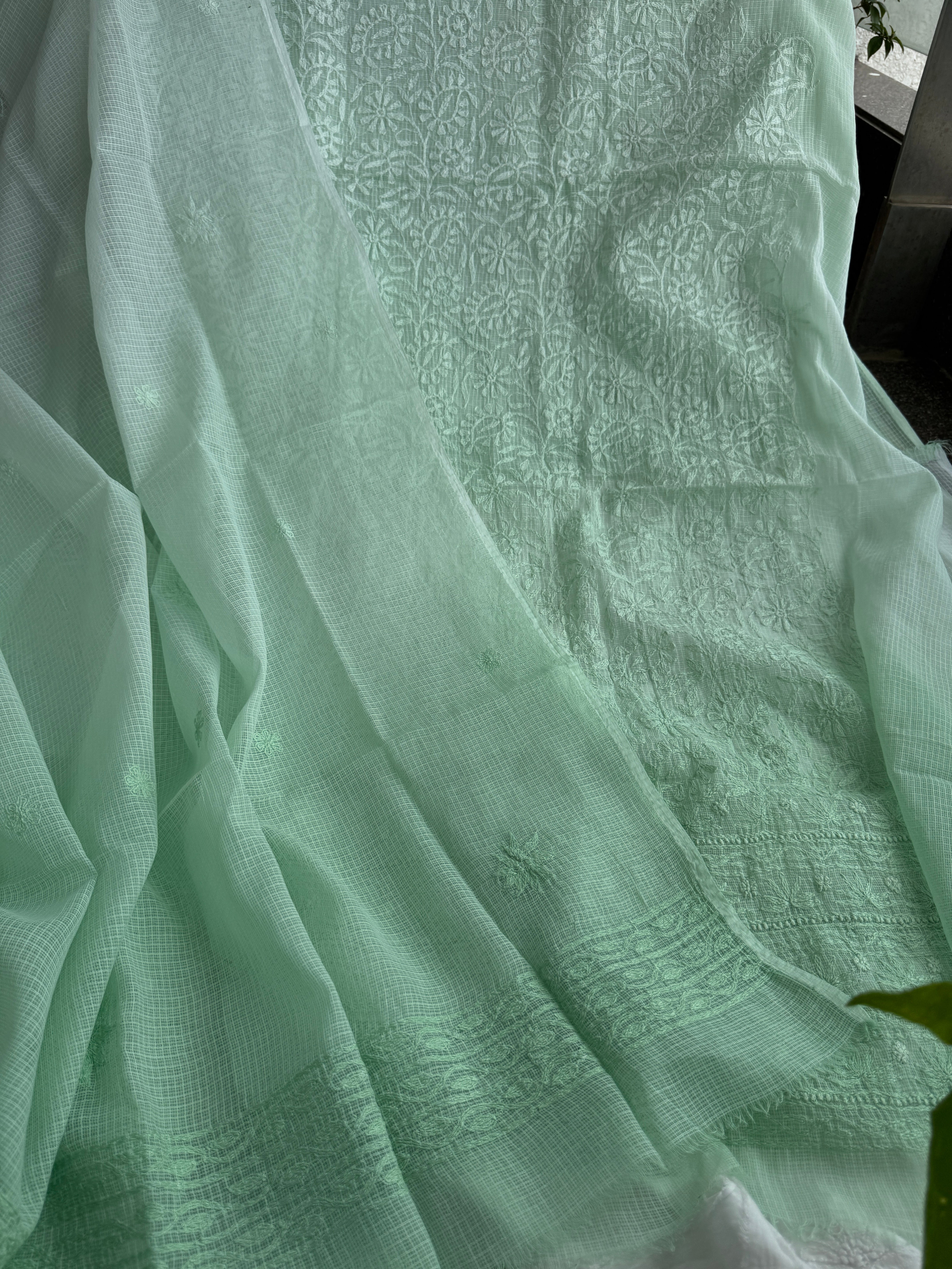 Kota Length with Dupatta in Tepchi work - Green Ombre ARIAA CHIKANKARI