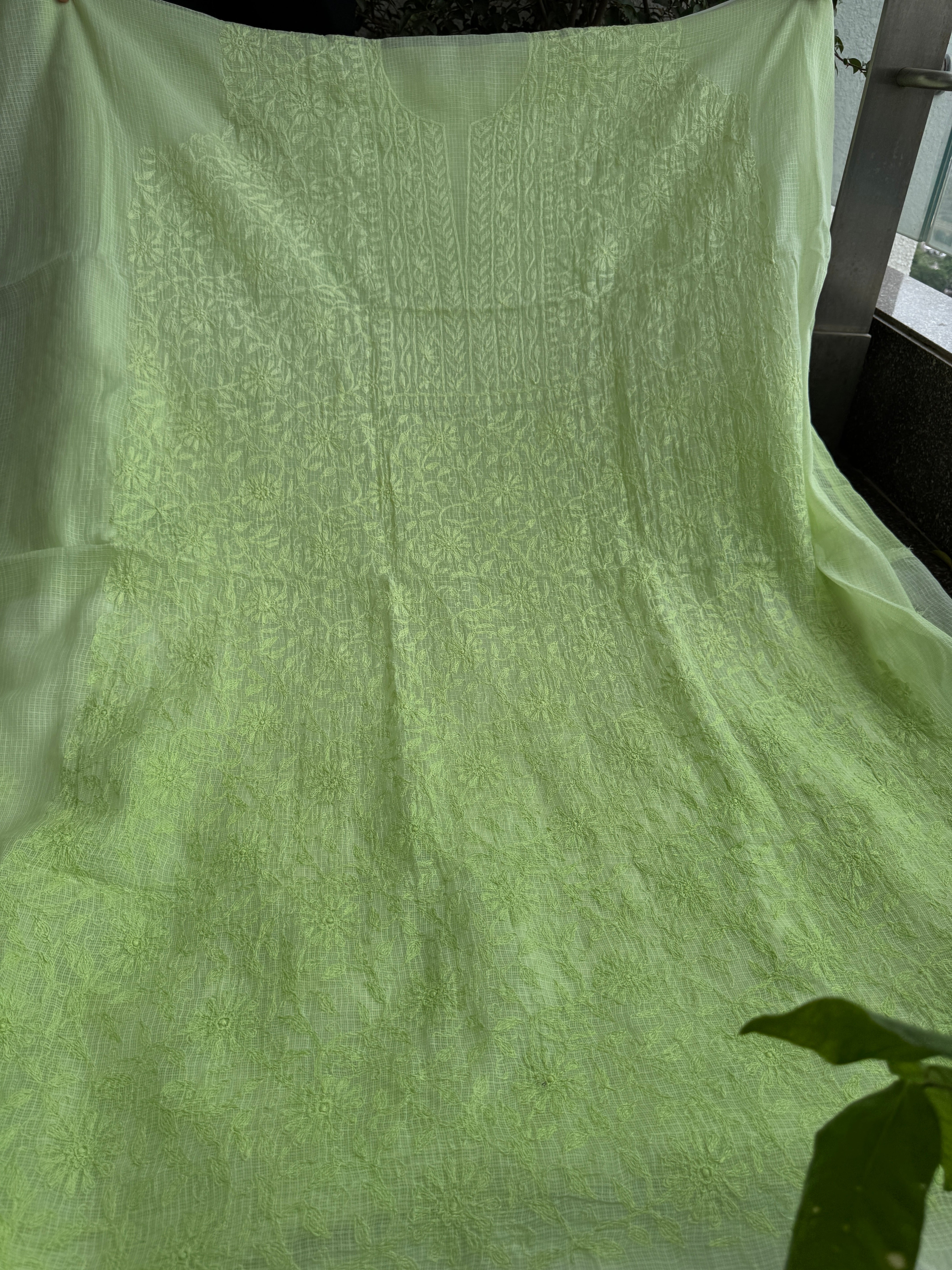 Kota Length with Dupatta in Tepchi work - Green Ombre ARIAA CHIKANKARI