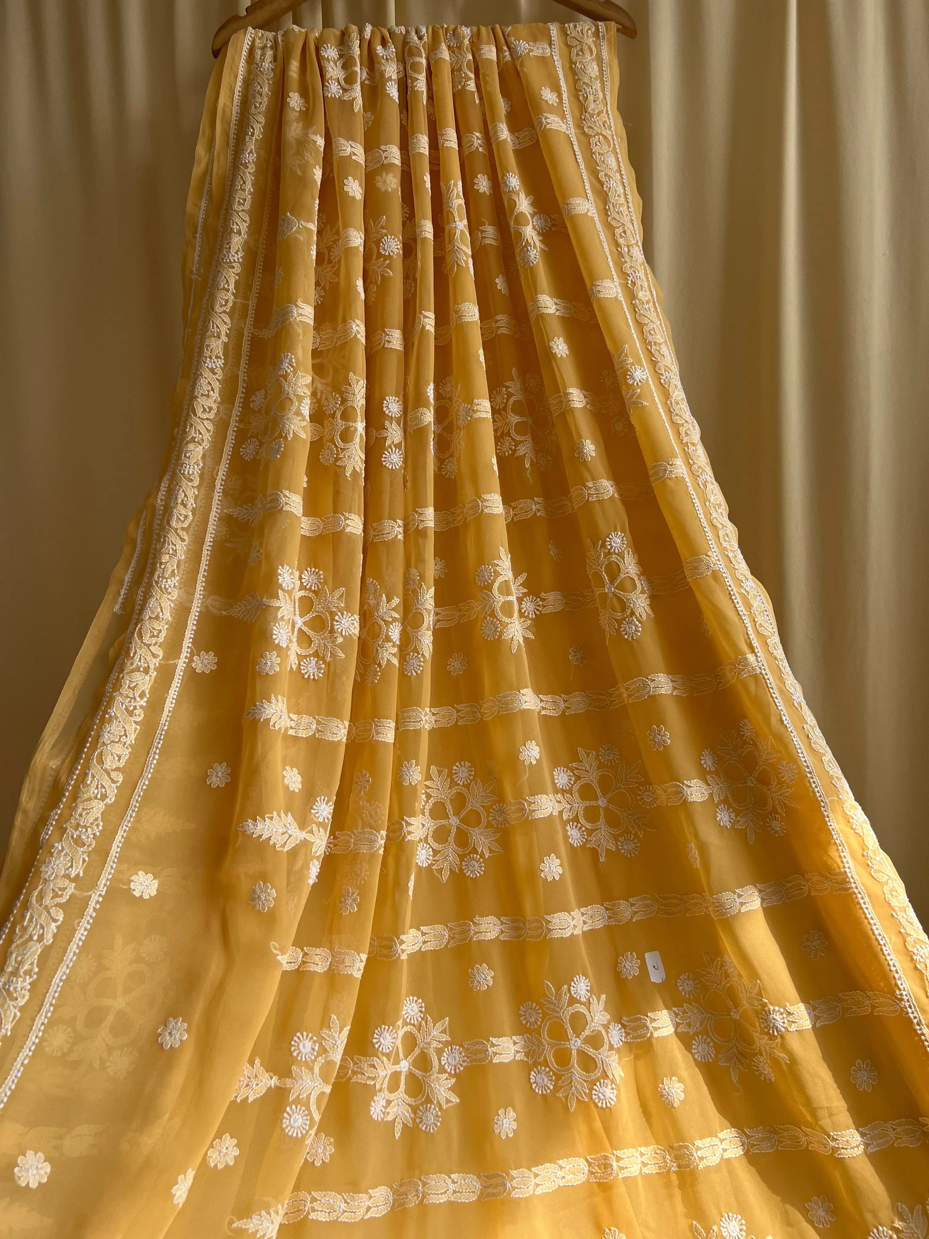 Georgette Chikankari saree in Beige ARIAA CHIKANKARI