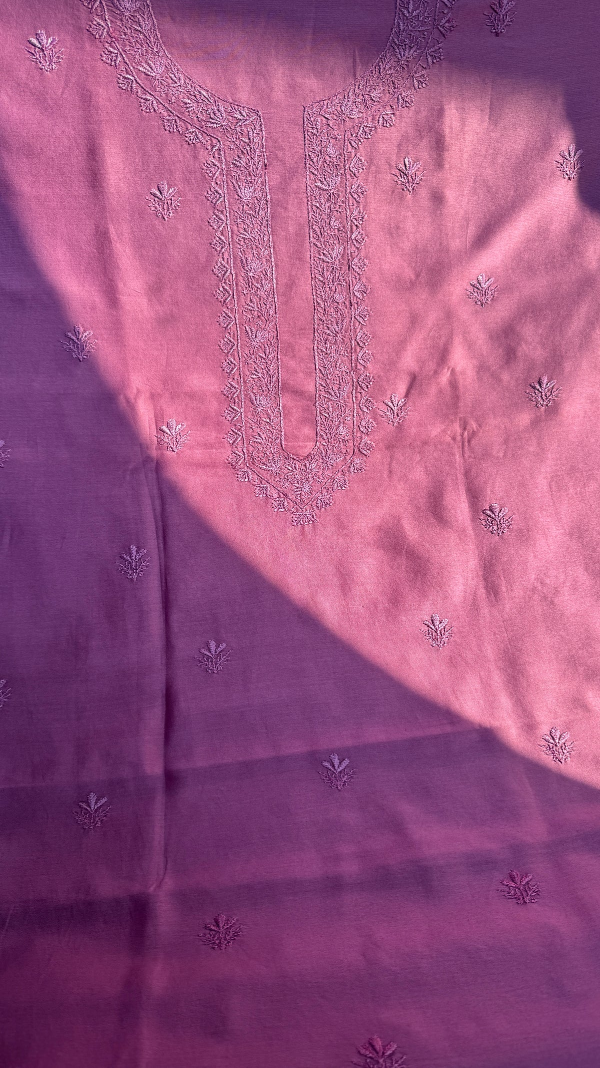 Chanderi Chikankari Kurta Length - Mens- Mauve