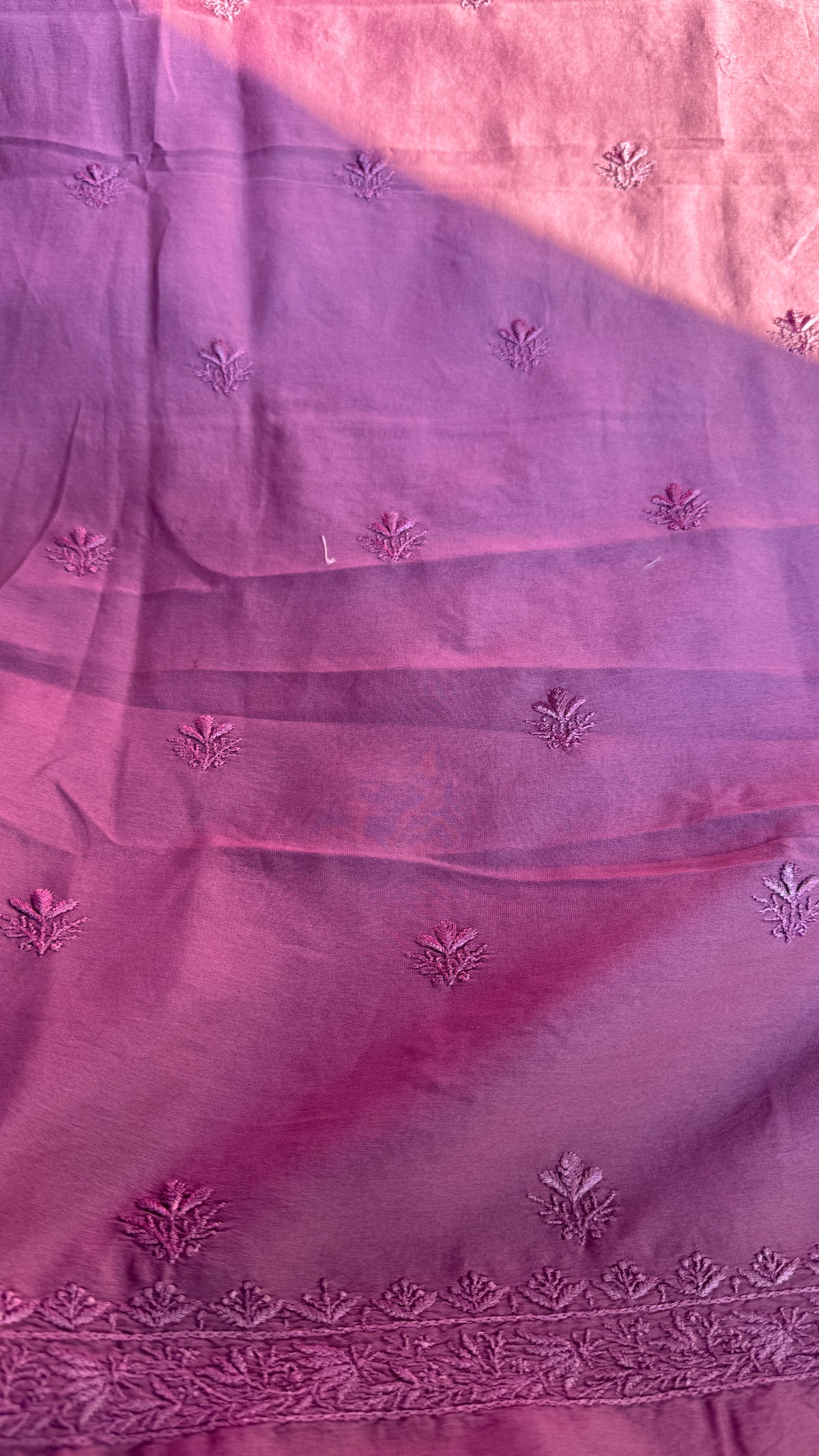 Chanderi Chikankari Kurta Length - Mens- Mauve