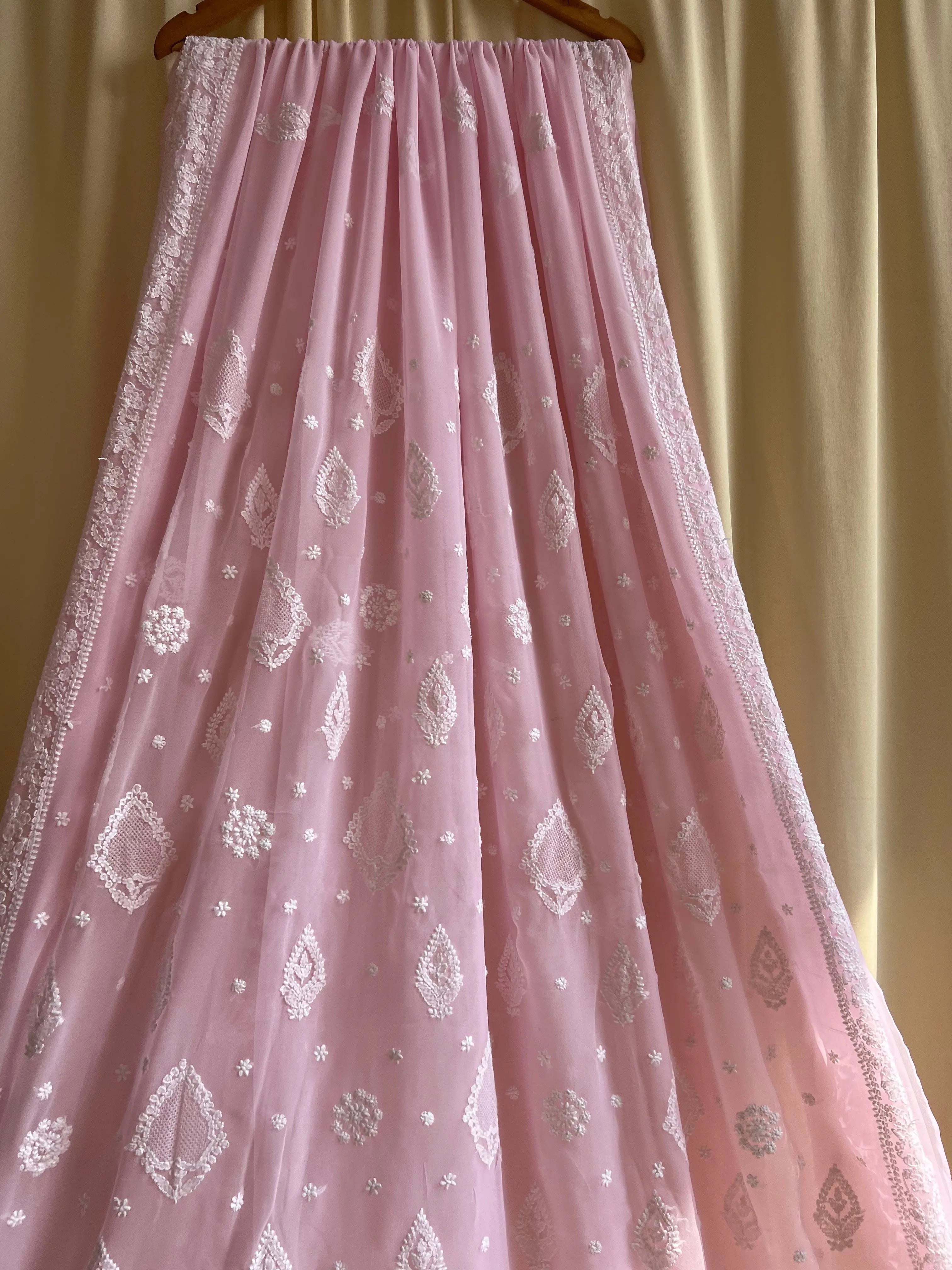 Georgette Chikankari saree in Pink ARIAA CHIKANKARI