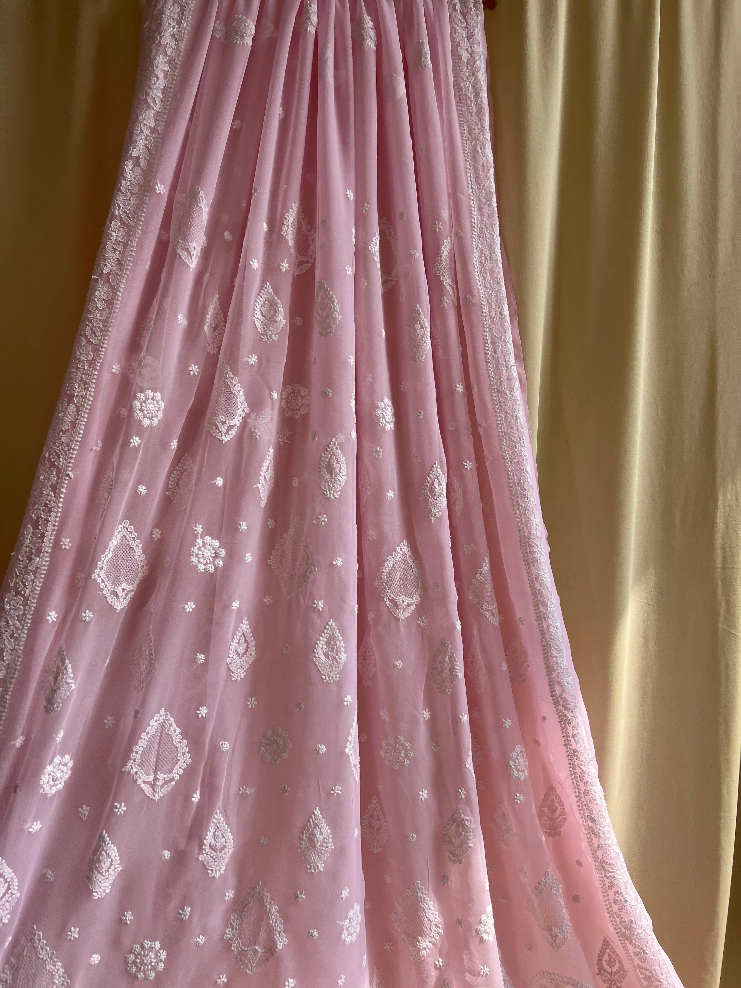 Georgette Chikankari saree in Pink ARIAA CHIKANKARI