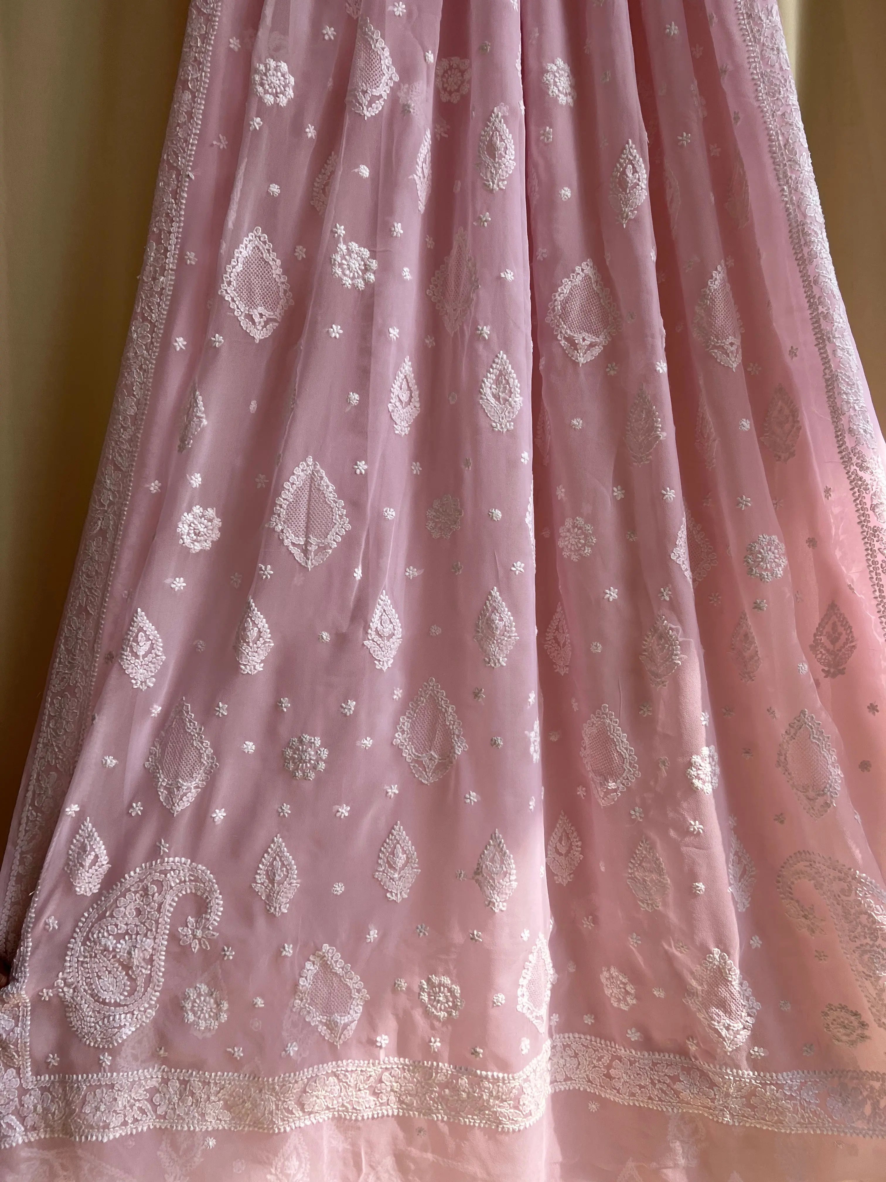 Georgette Chikankari saree in Pink ARIAA CHIKANKARI