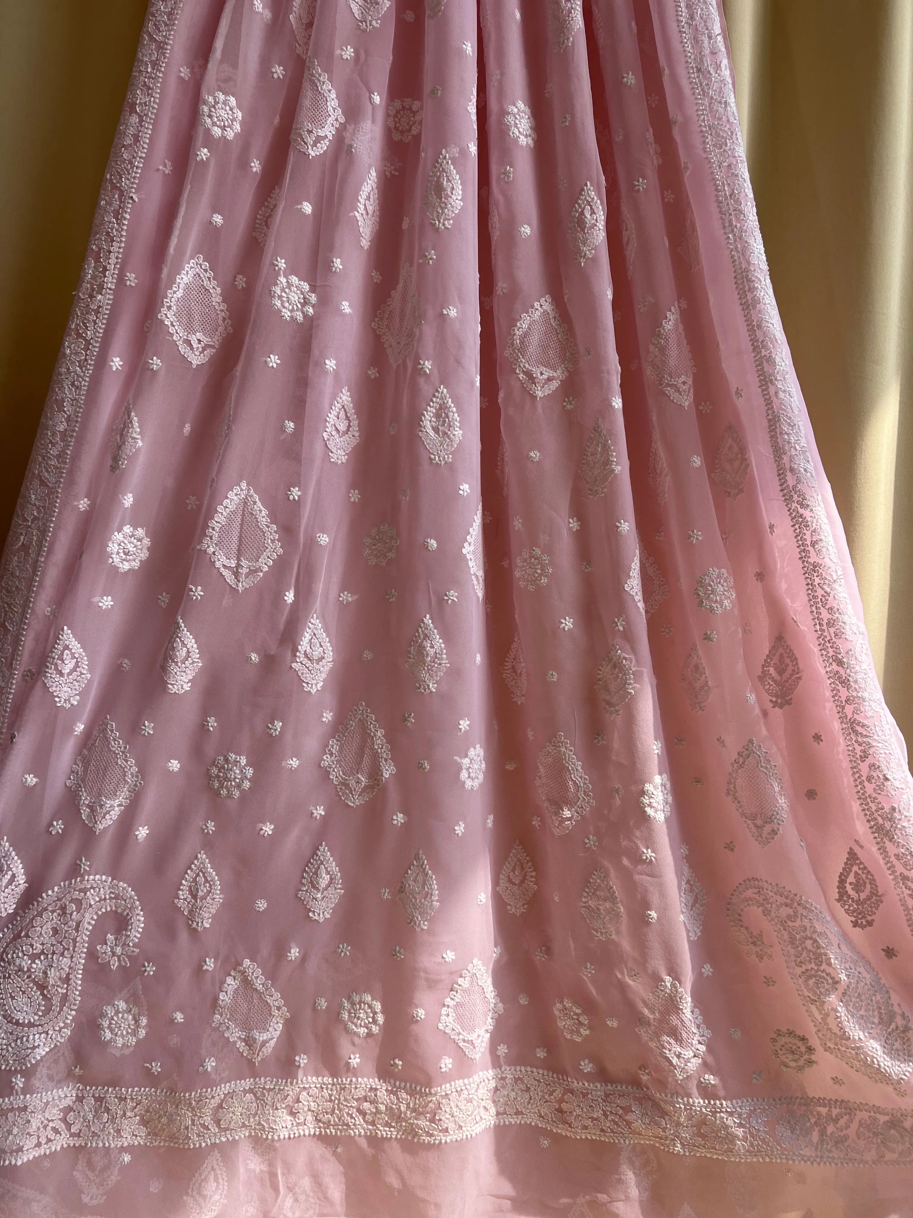 Georgette Chikankari saree in Pink ARIAA CHIKANKARI