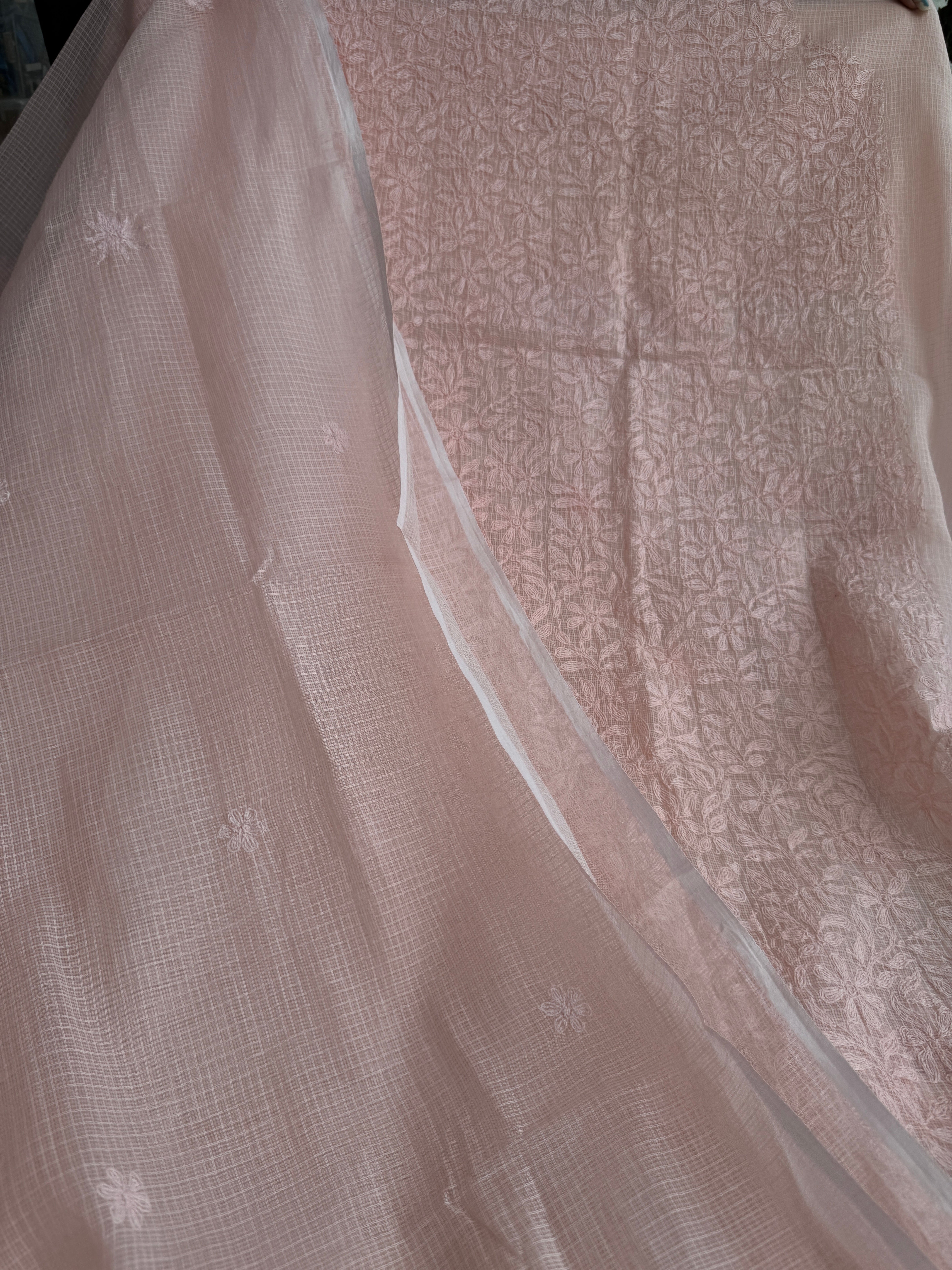 Kota Length with Dupatta in Tepchi work - Pale Pink ARIAA CHIKANKARI