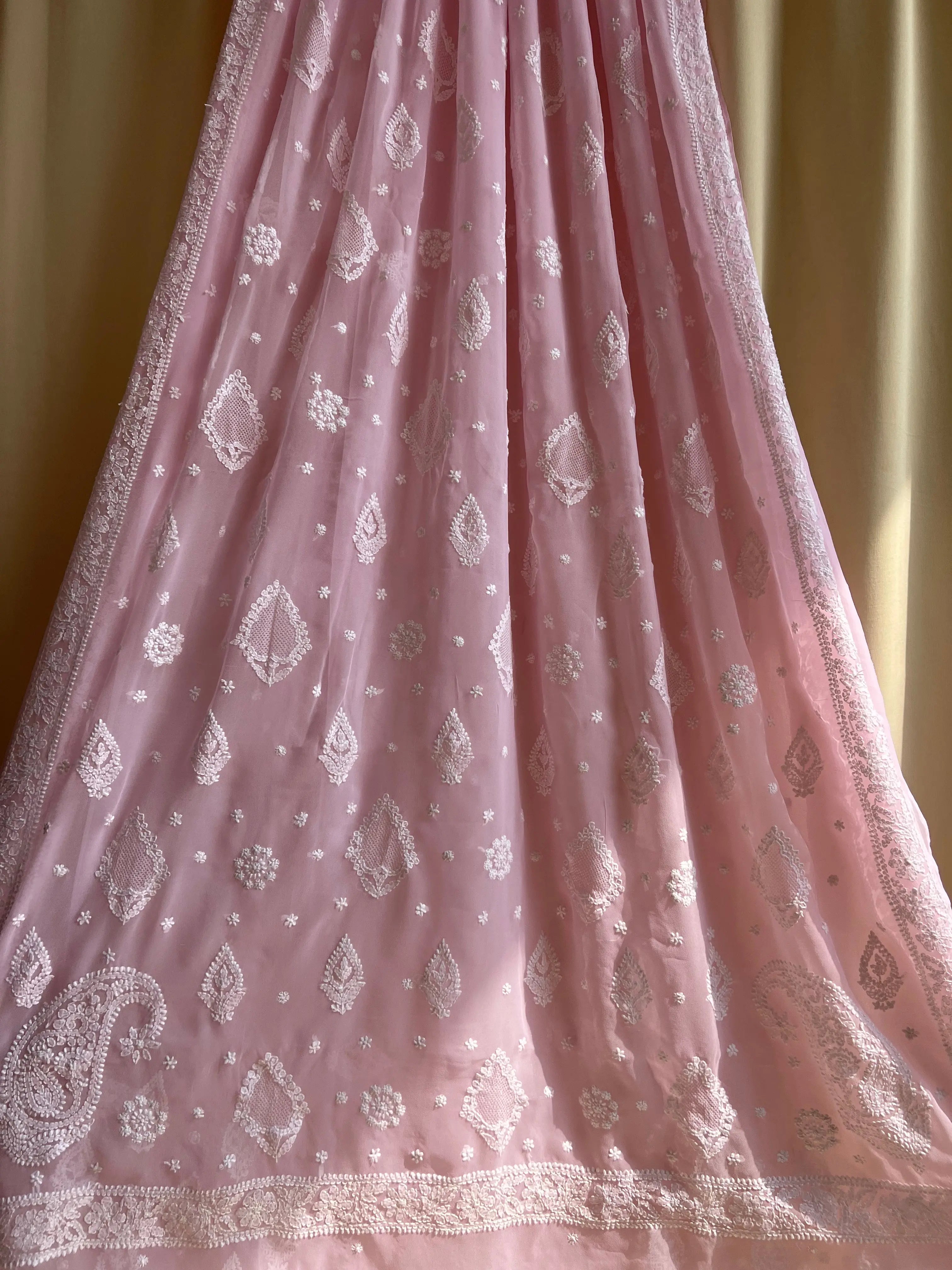 Georgette Chikankari saree in Pink ARIAA CHIKANKARI