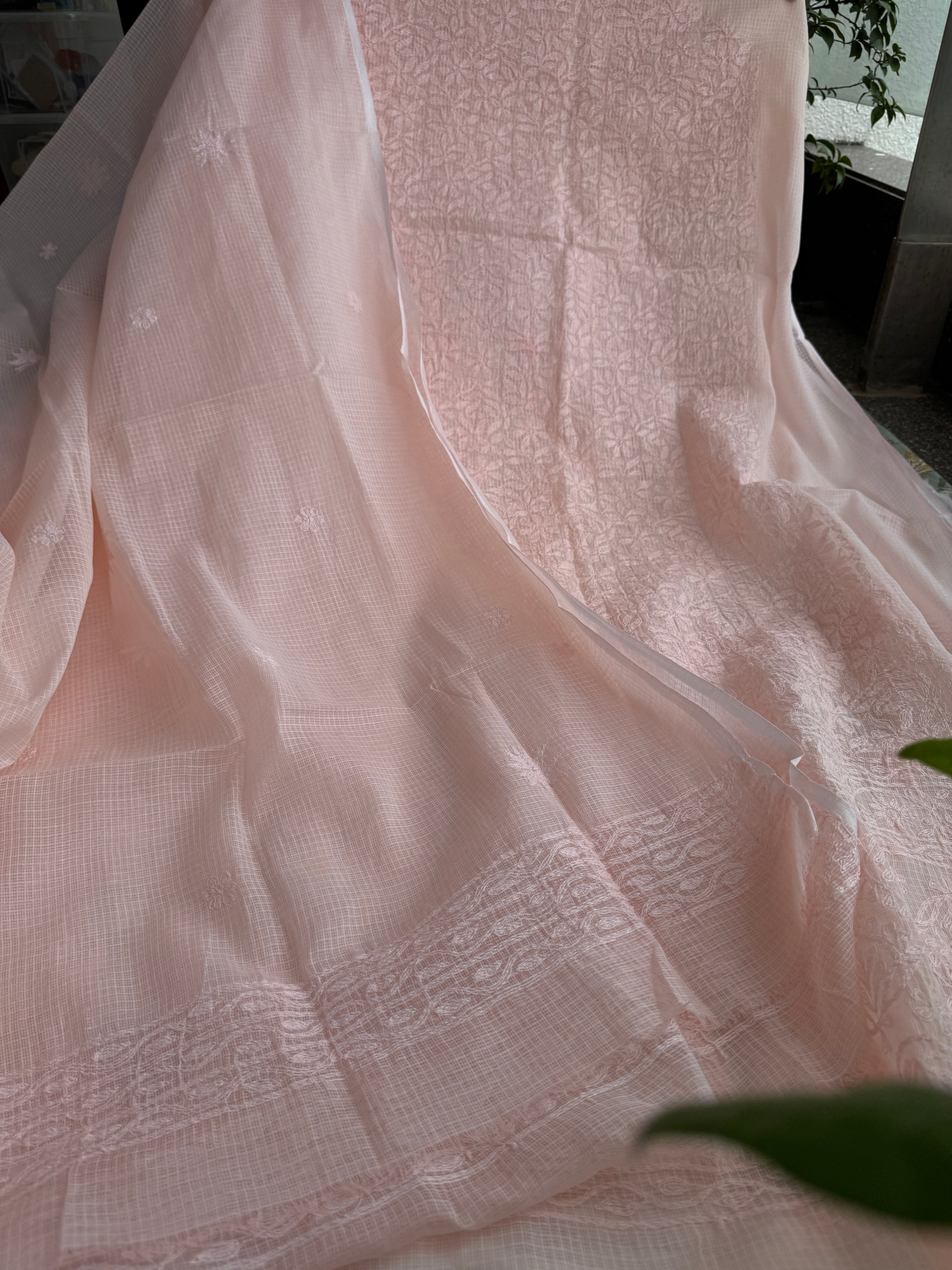 Kota Length with Dupatta in Tepchi work - Pale Pink ARIAA CHIKANKARI