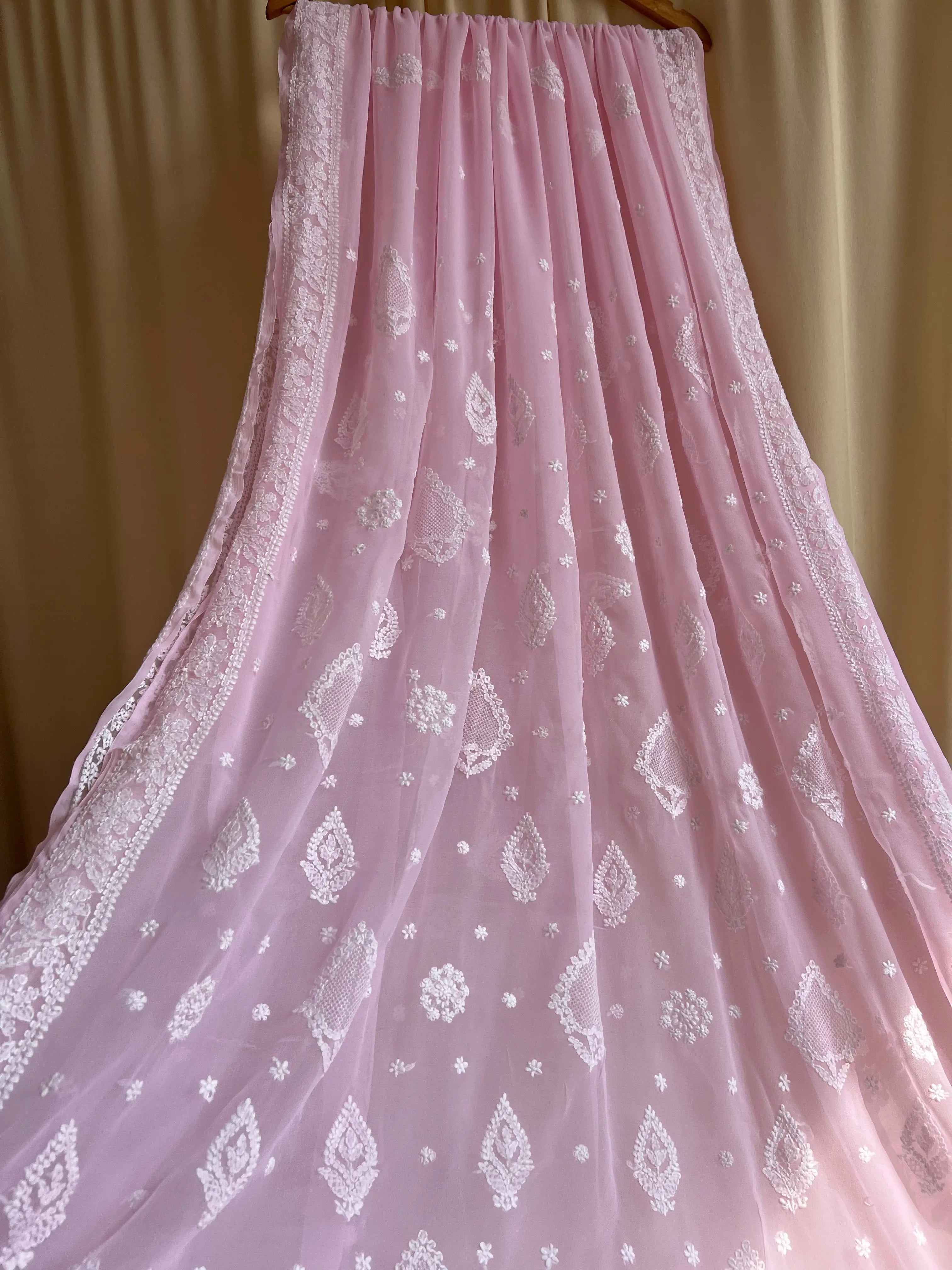 Georgette Chikankari saree in Pink ARIAA CHIKANKARI
