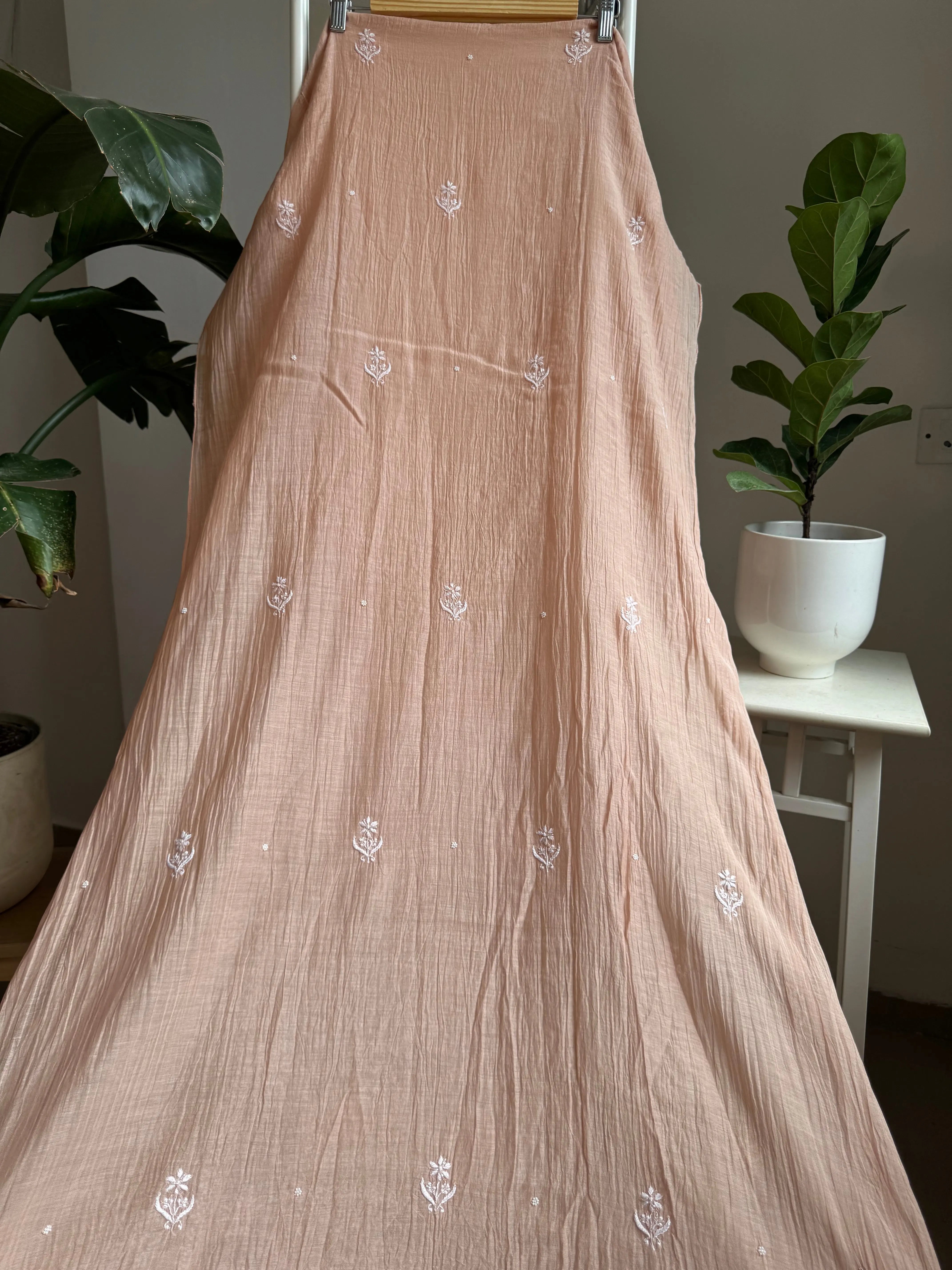 Mul Chanderi Straight Tunic -Light Brown ARIAA CHIKANKARI