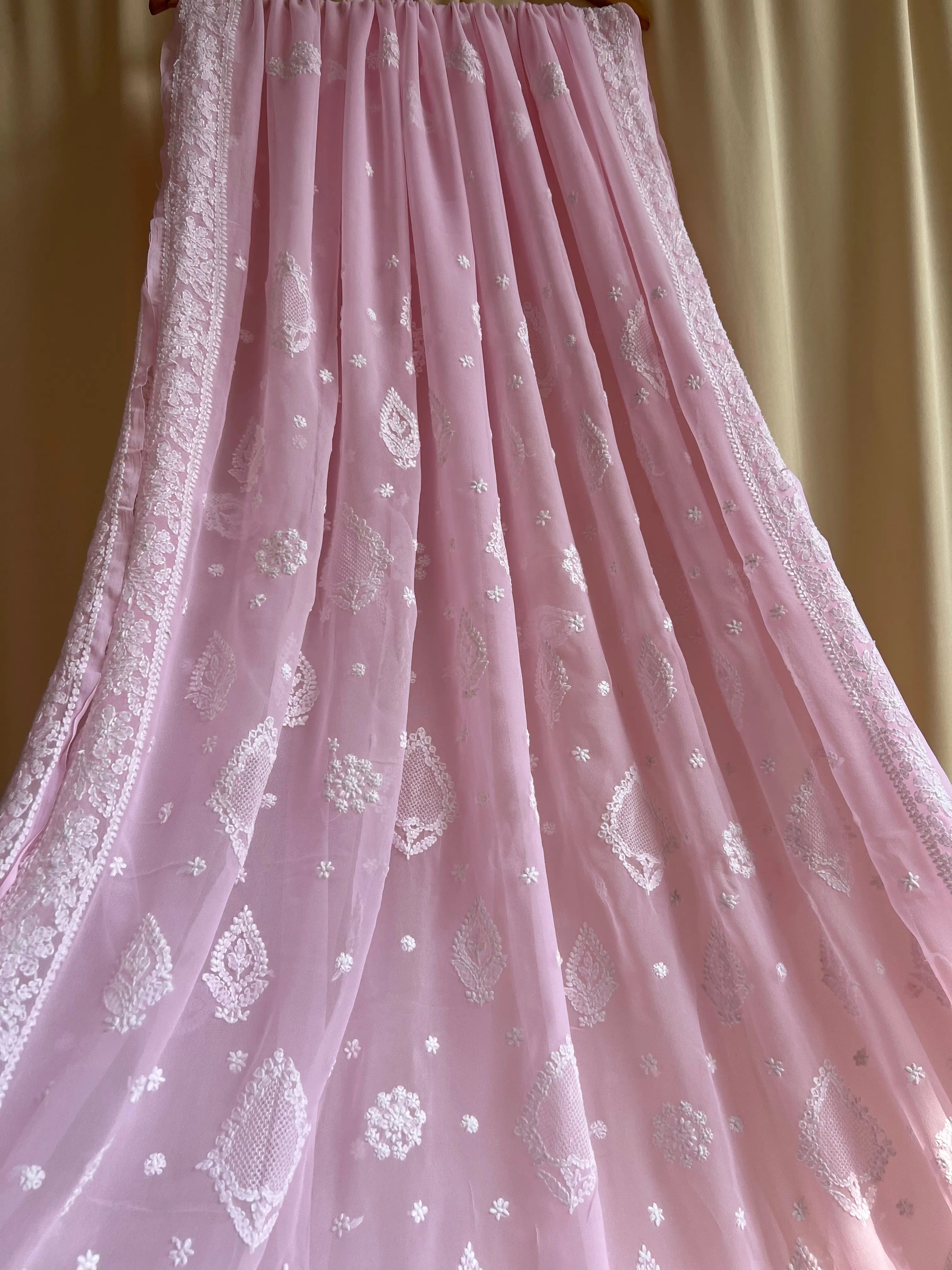 Georgette Chikankari saree in Pink ARIAA CHIKANKARI
