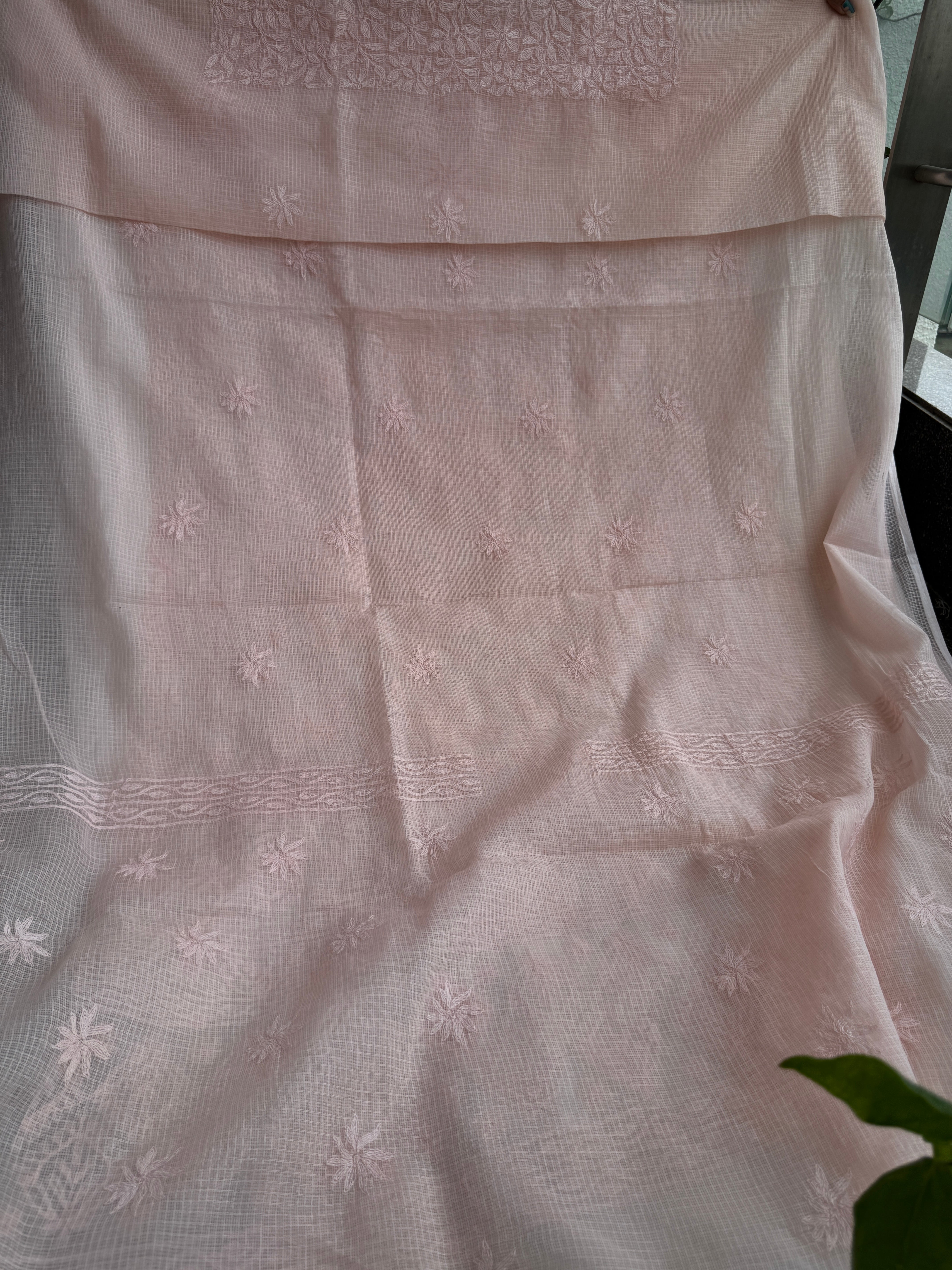 Kota Length with Dupatta in Tepchi work - Pale Pink ARIAA CHIKANKARI