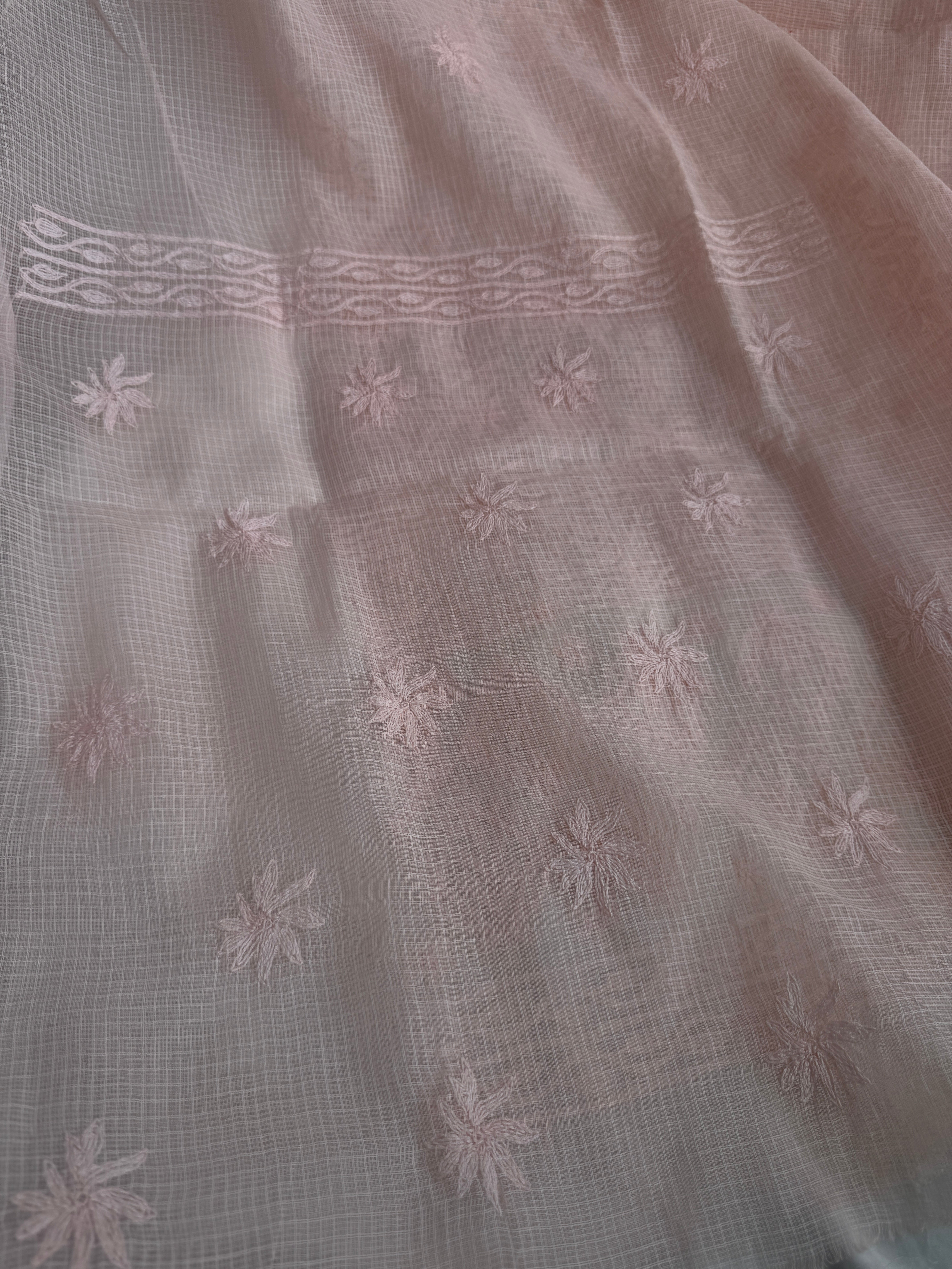 Kota Length with Dupatta in Tepchi work - Pale Pink ARIAA CHIKANKARI