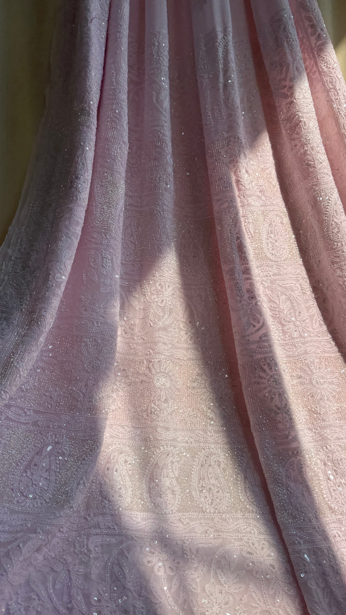 Viscose Chikankari saree with Pearl embellishments - Pink