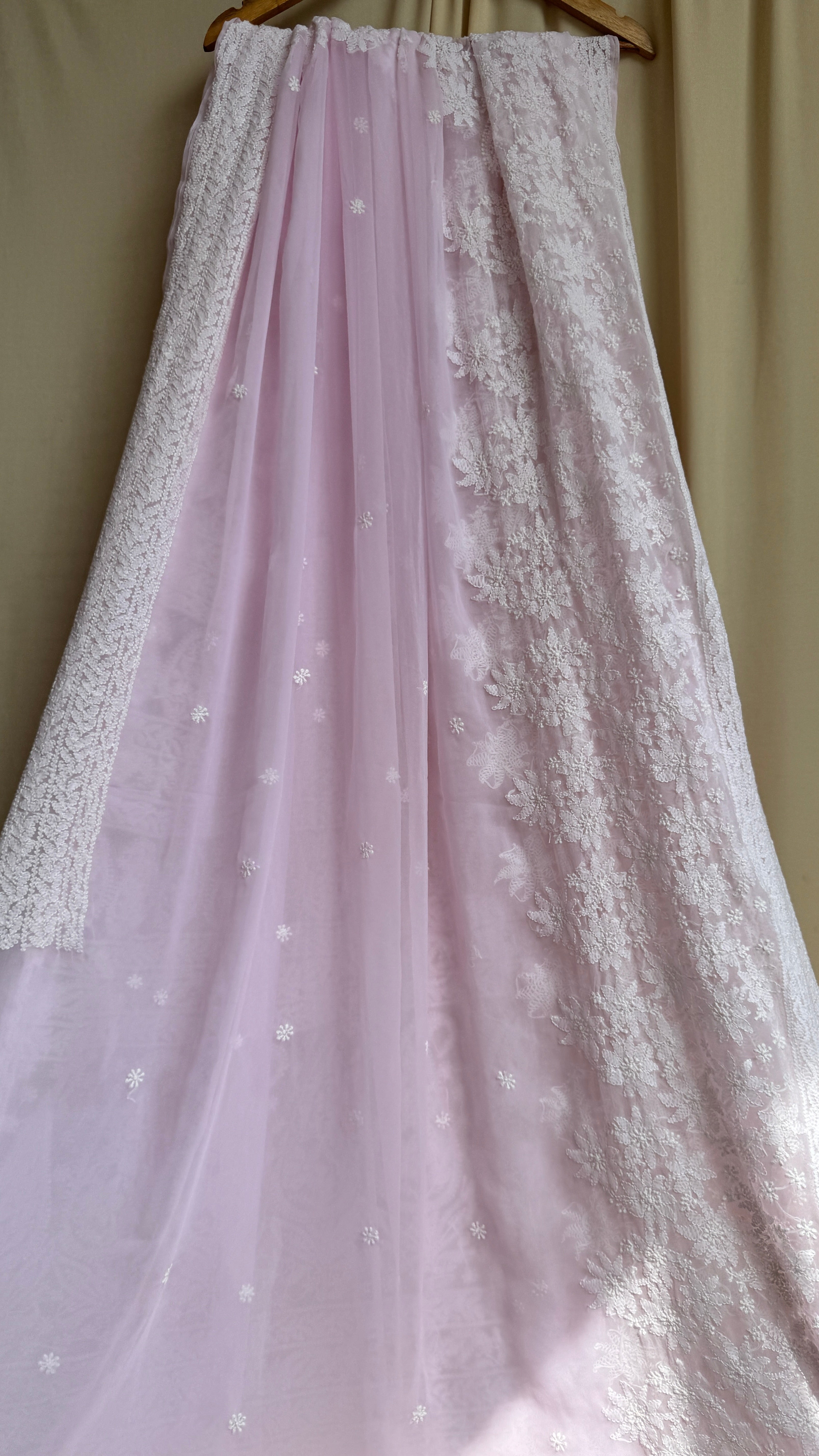 Georgette Chikankari saree in Pink