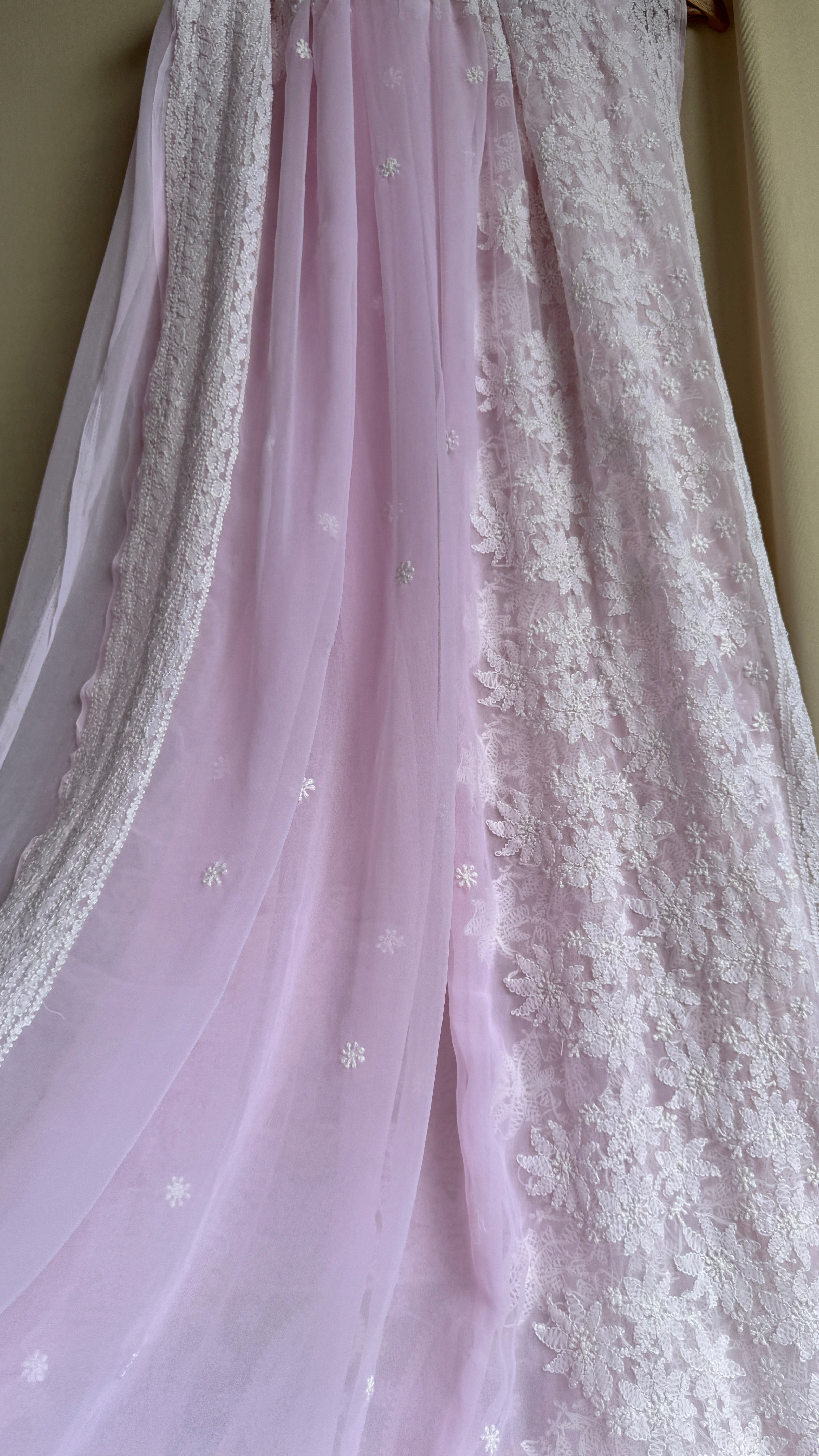 Georgette Chikankari saree in Pink
