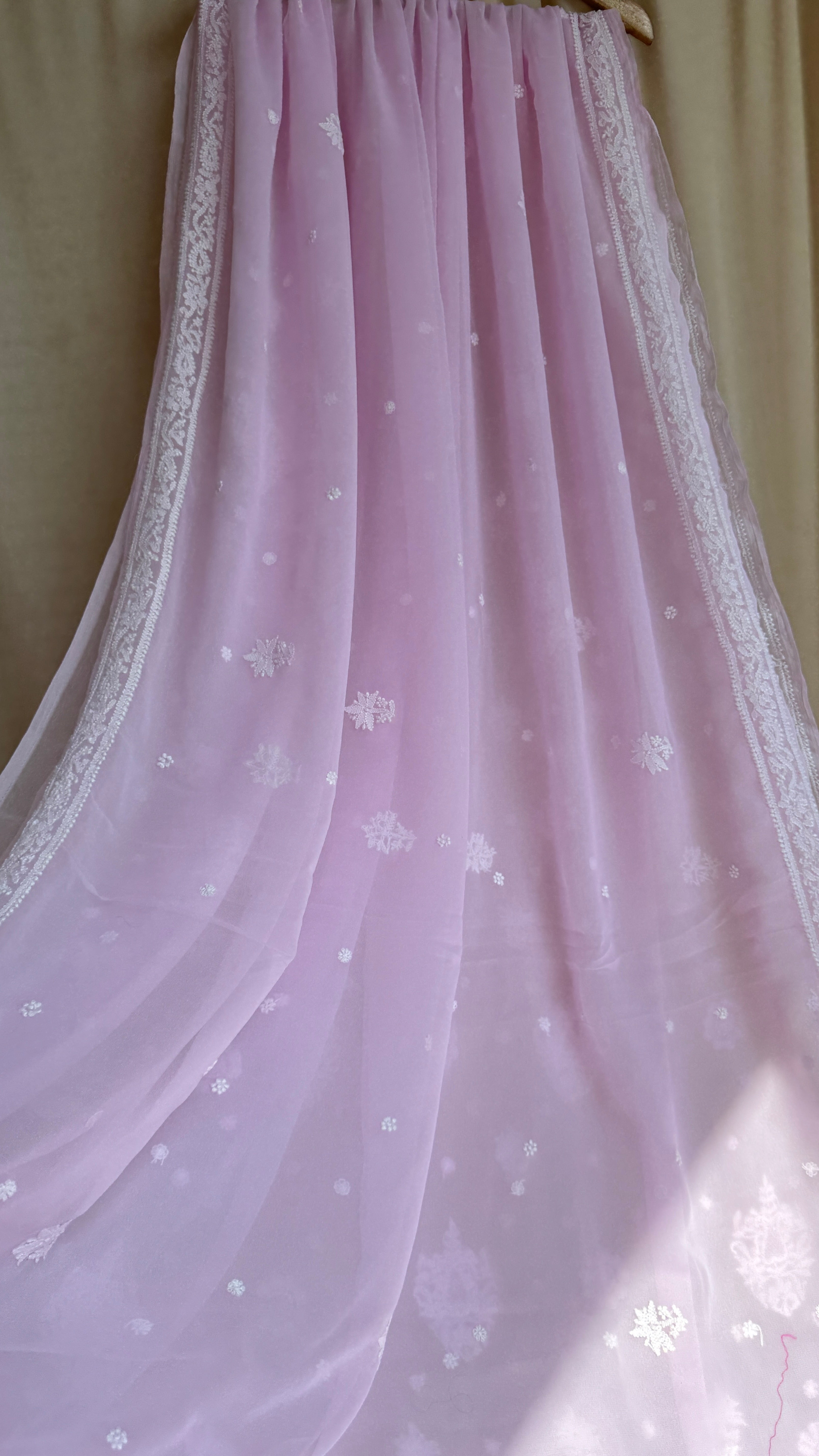 Georgette Chikankari saree in Pink