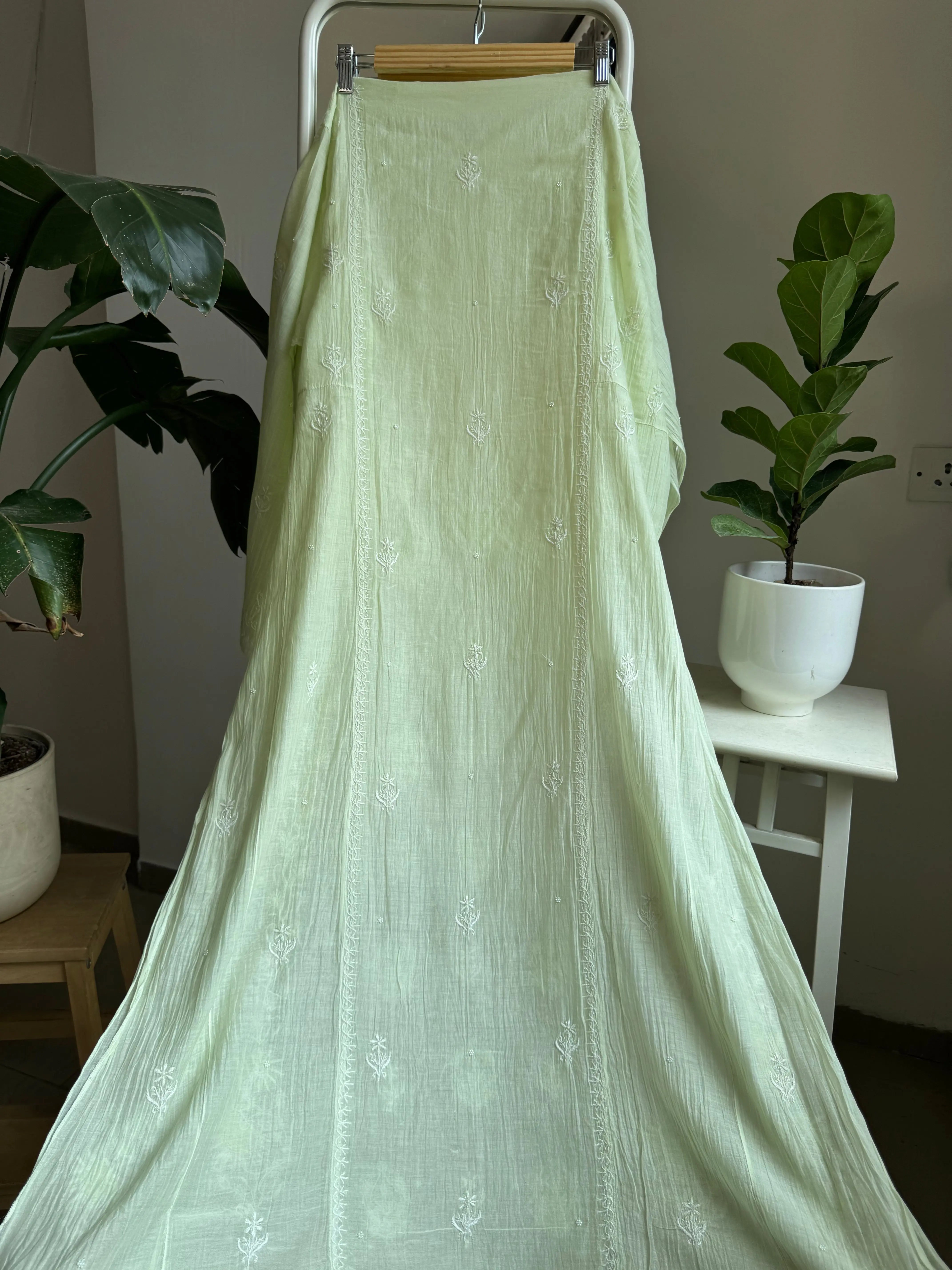 Mul Chanderi Anarkali - Green ARIAA CHIKANKARI